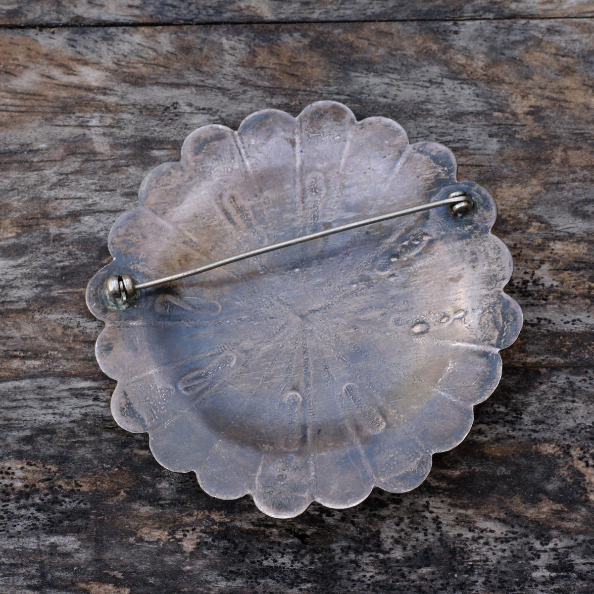 HUGE Vintage Sterling Stamped Concho Pin