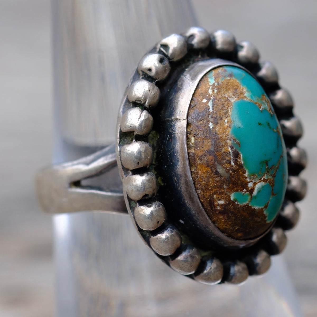 Vintage Sterling Turquoise Ring 7.75