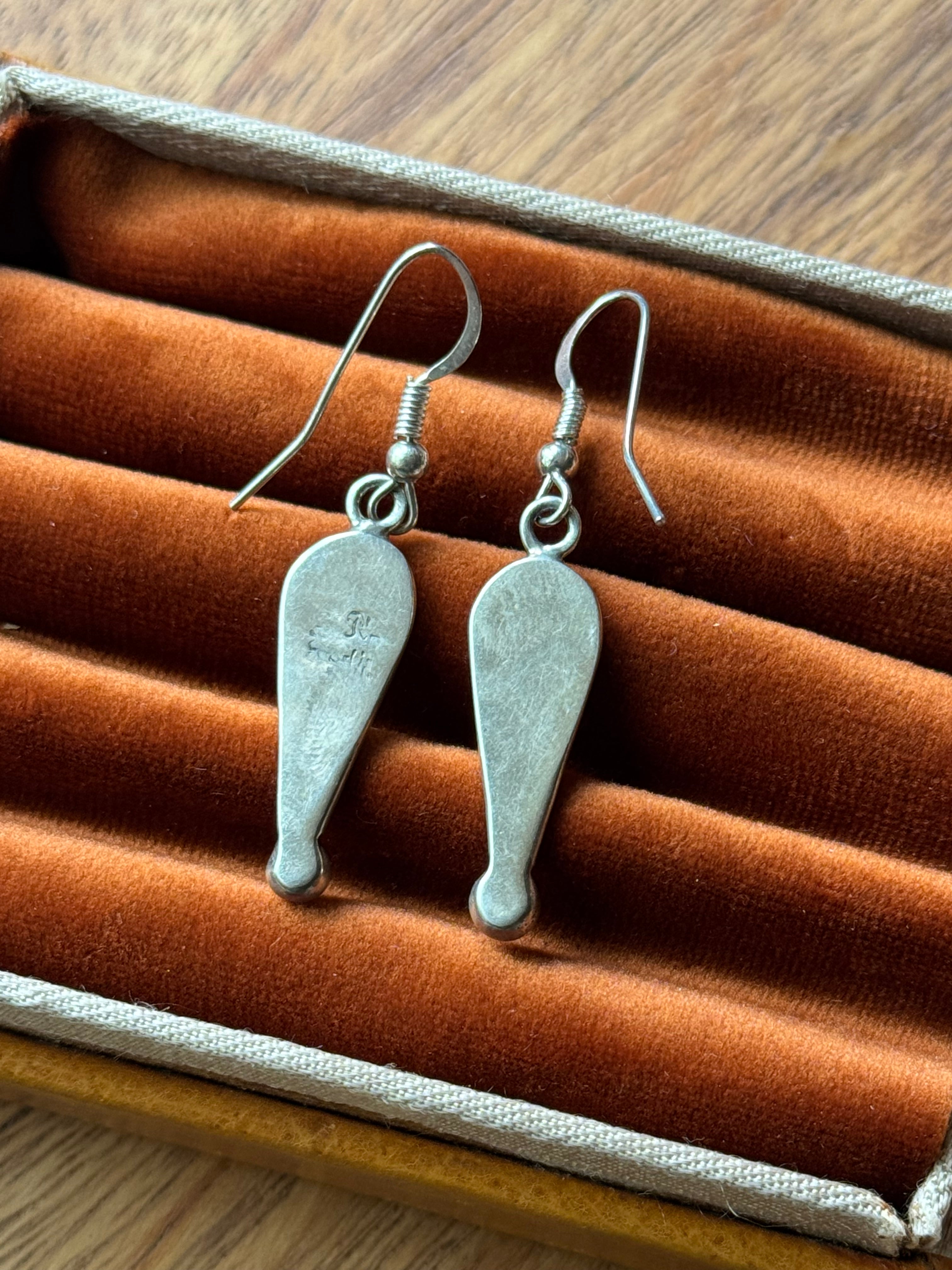 Vintage Sterling Silver Bead Teardrop Earrings