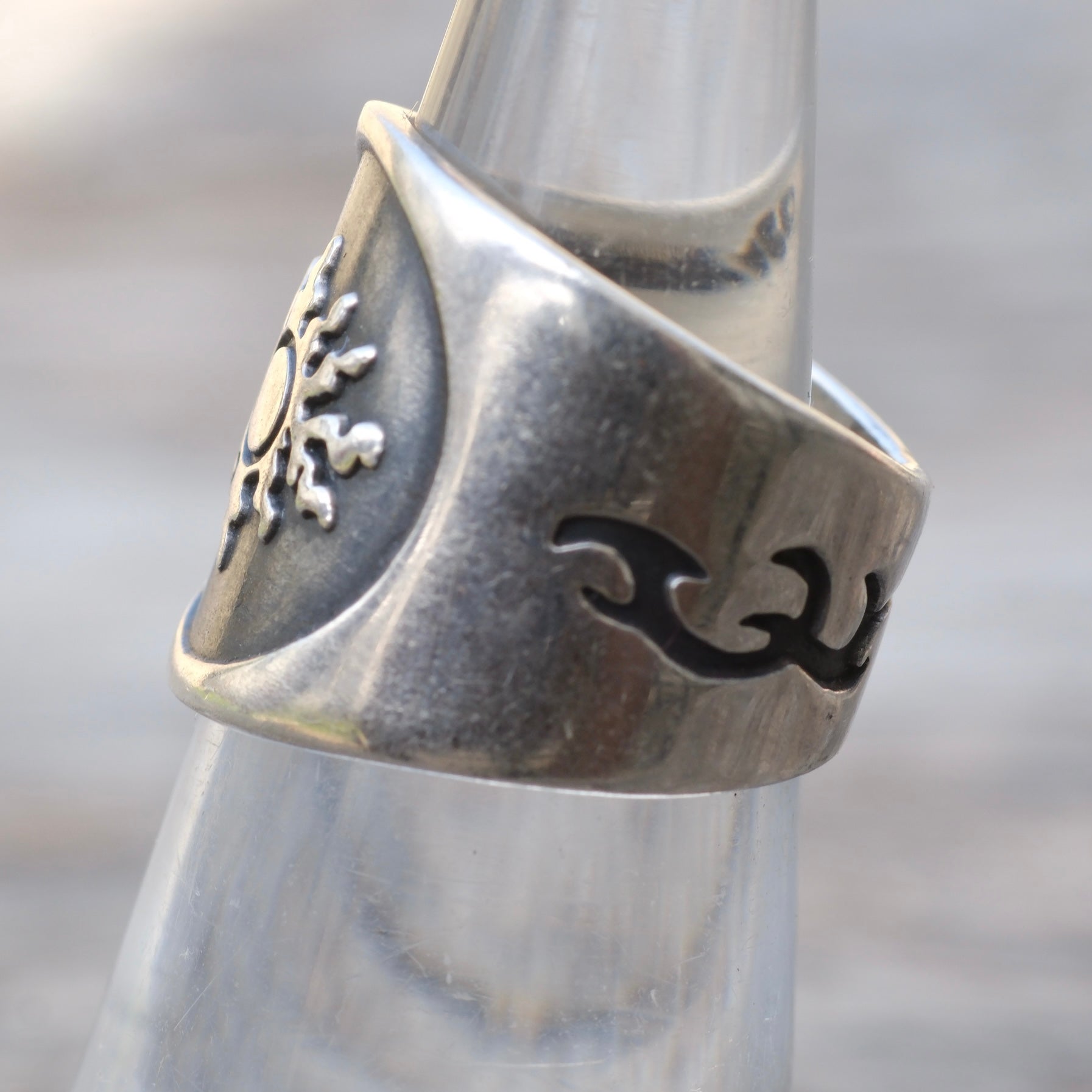 Vintage Sterling Silver Tribal Sun Ring 4.75