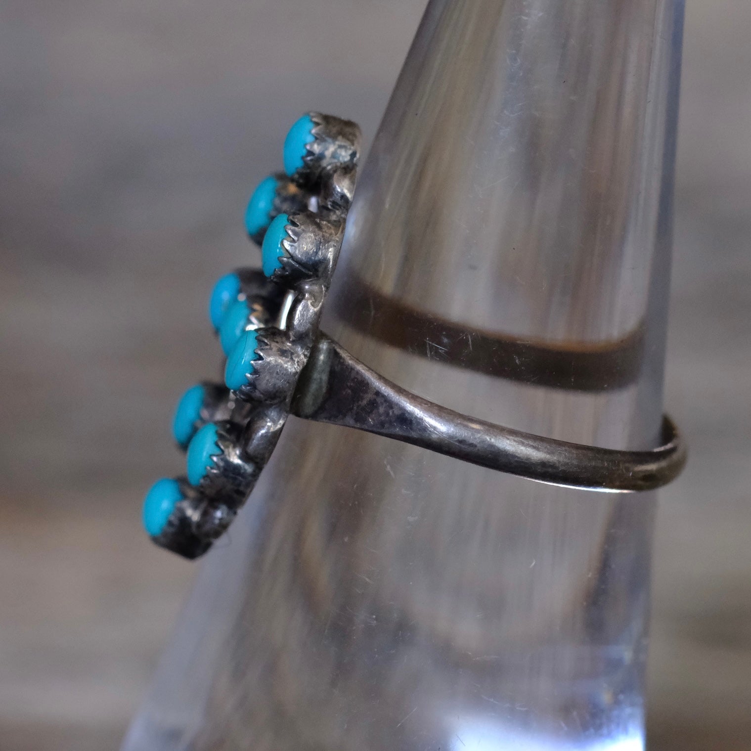 Vintage Sterling Turquoise Cluster Ring 5