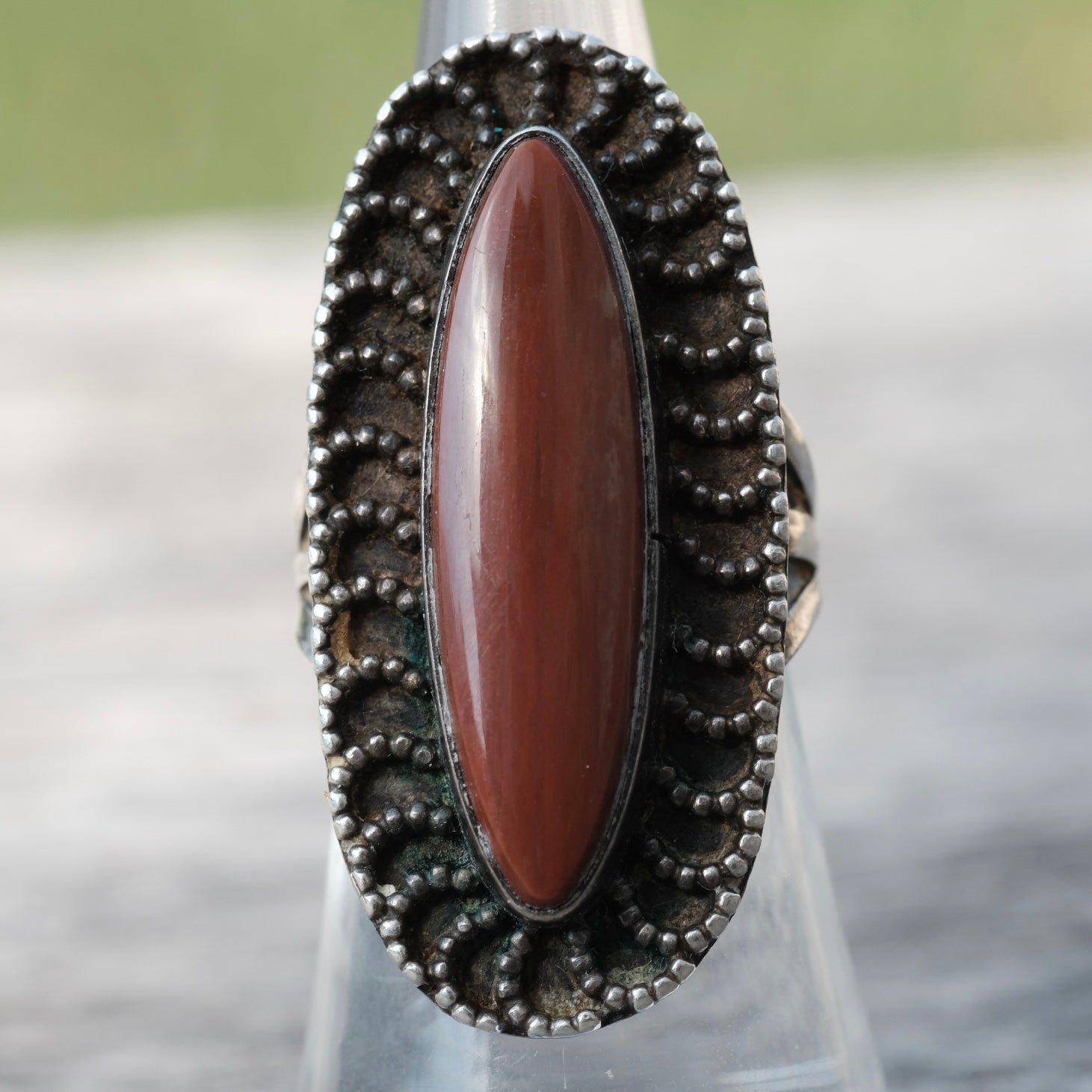 Vintage Sterling Agate Ring 6