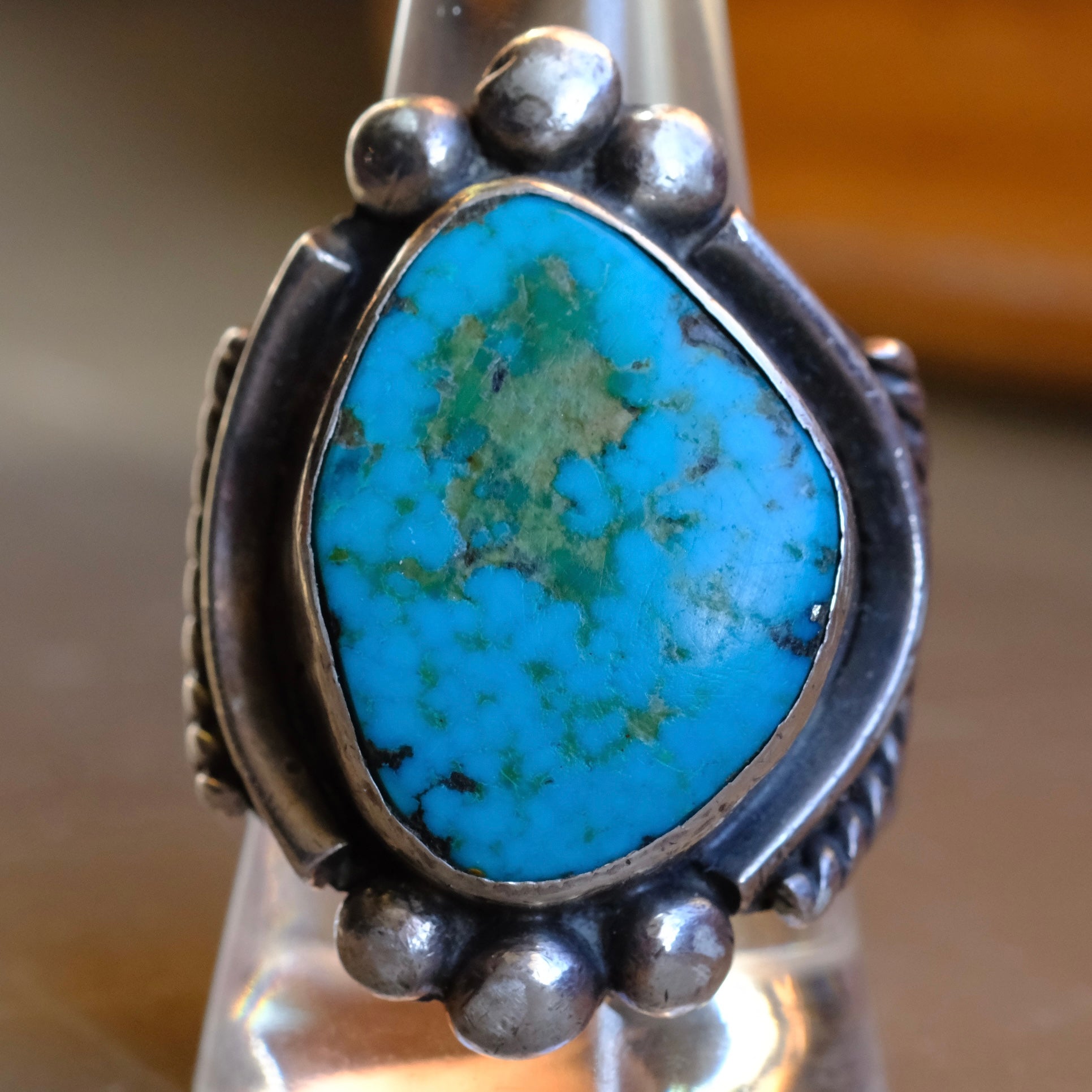 Vintage Sterling Turquoise Ring 10.75