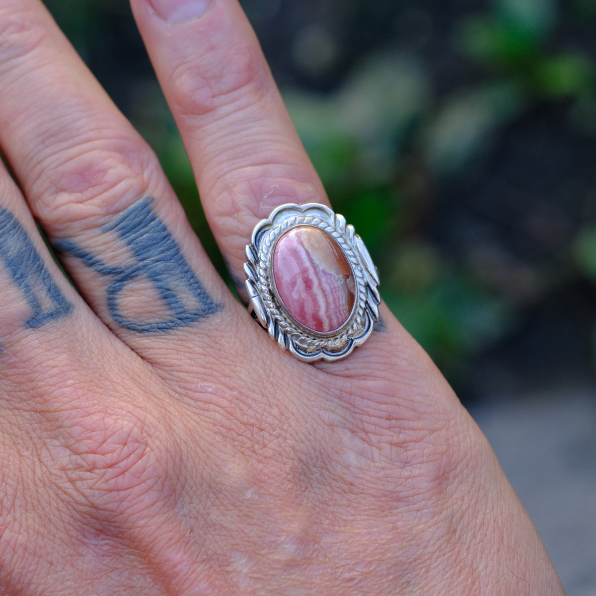 Vintager Sterling Rhodinite Ring 7.5