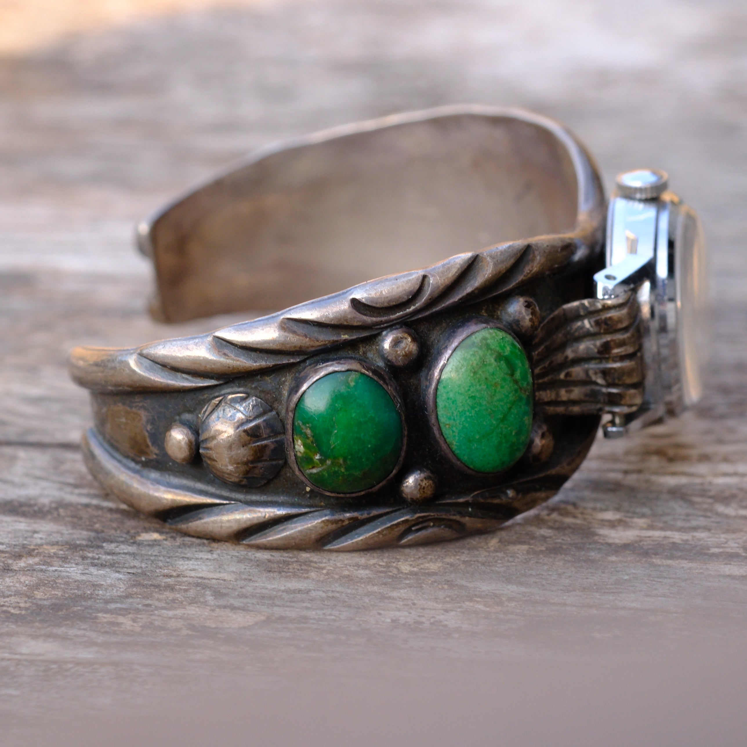Vintage Sterling Turquoise Cuff Watch Cuff Bracelet
