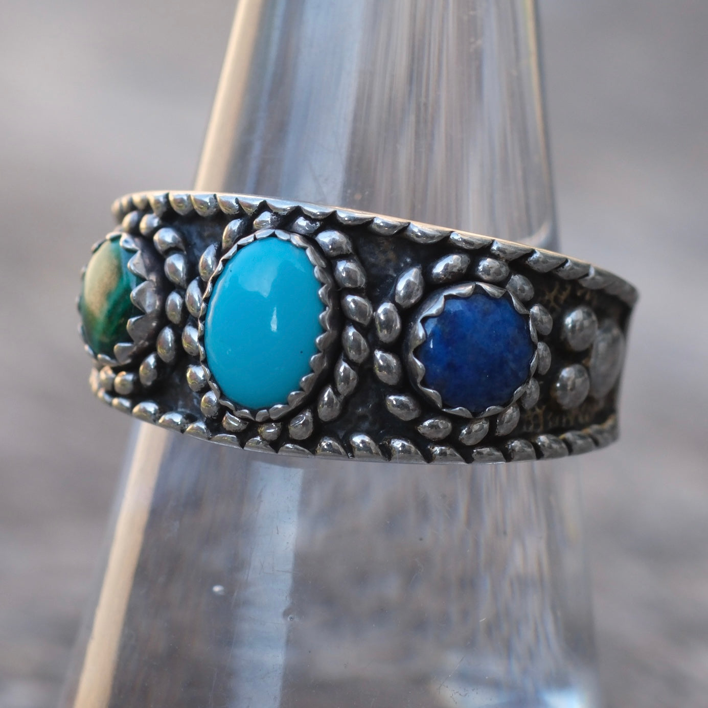 Vintage Sterling Turquoise and Lapis Ring 8