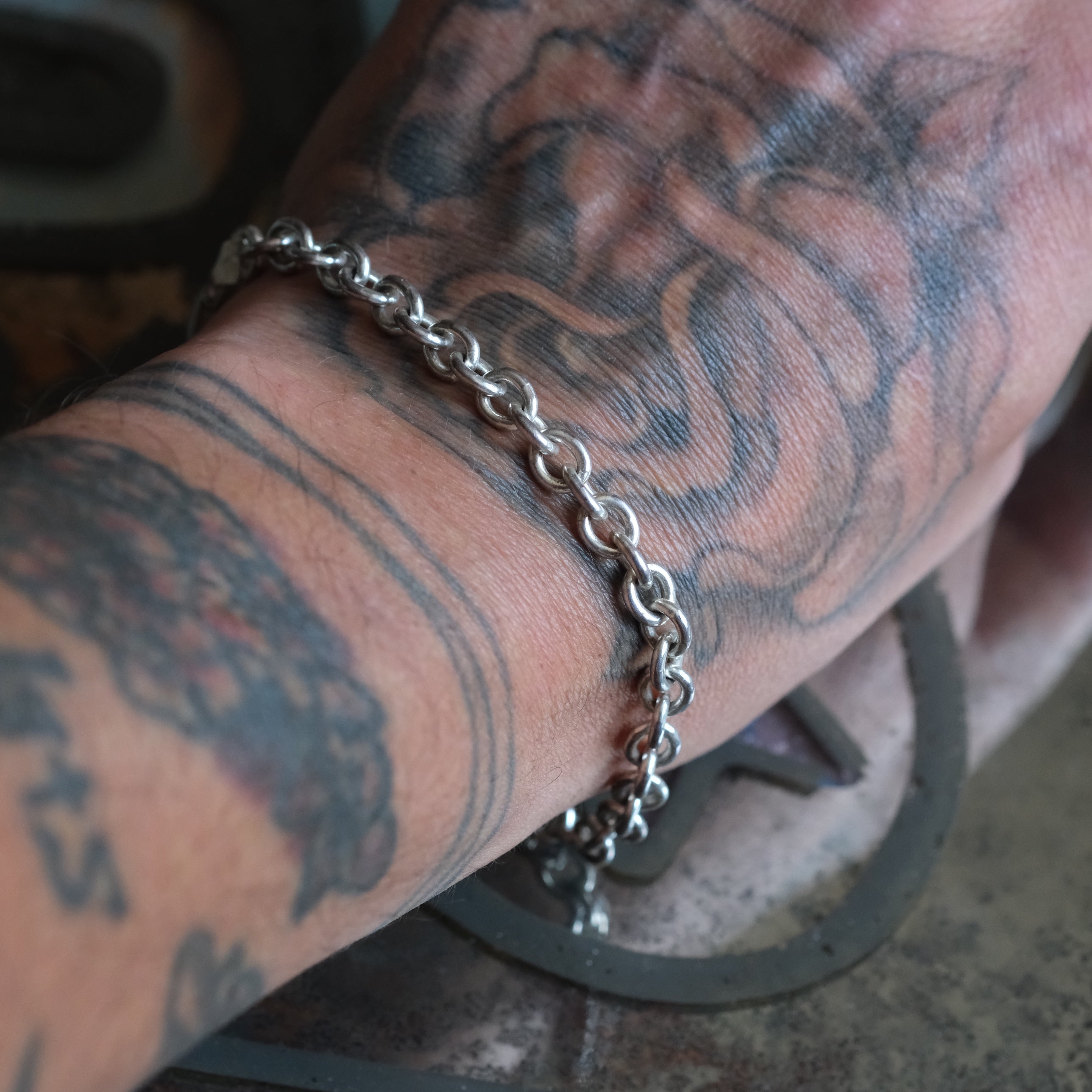Vintage Sterling Rolo Chain Bracelet 7"