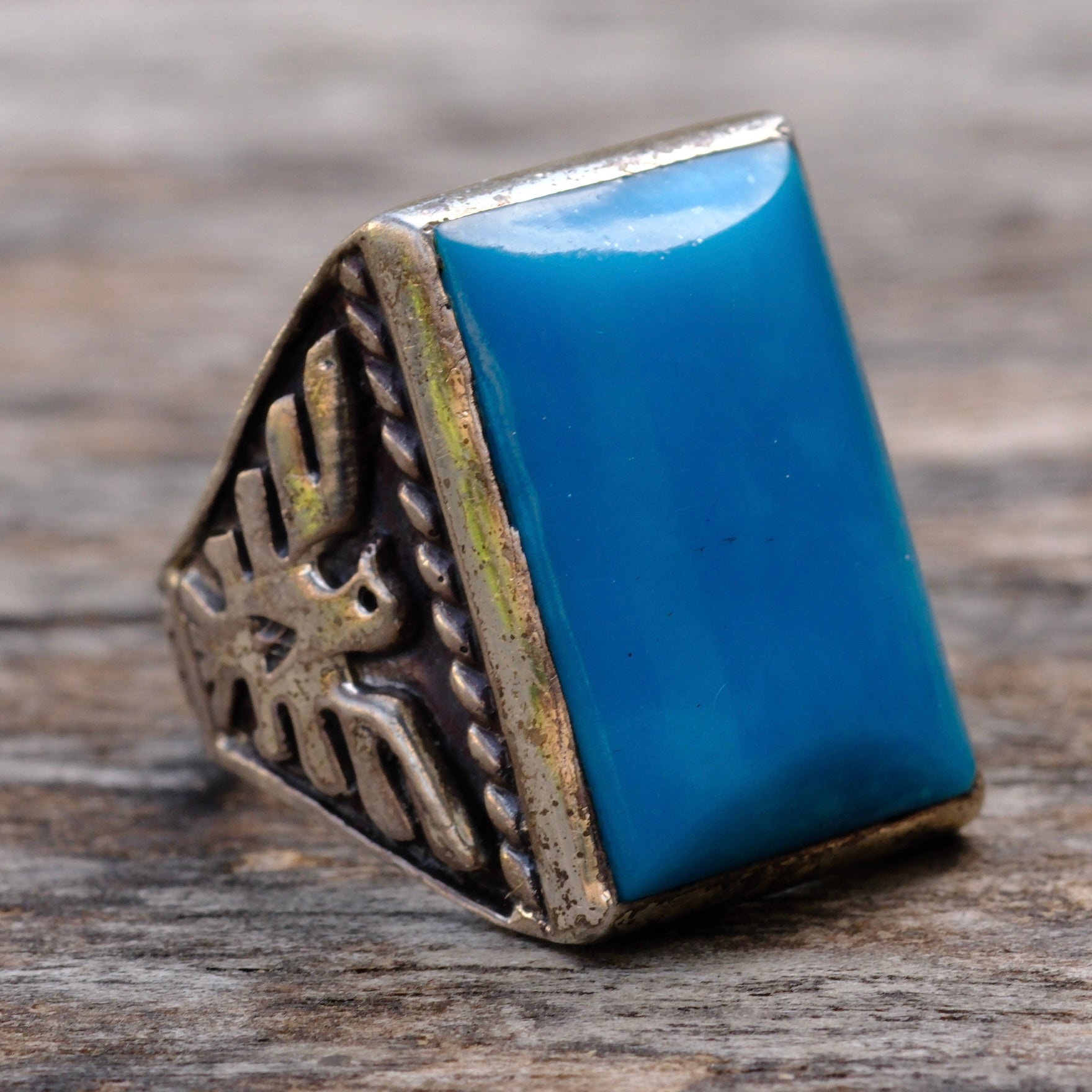 Vintage Sterling Bells Trading Post Turquoise Thunderbird Ring 8