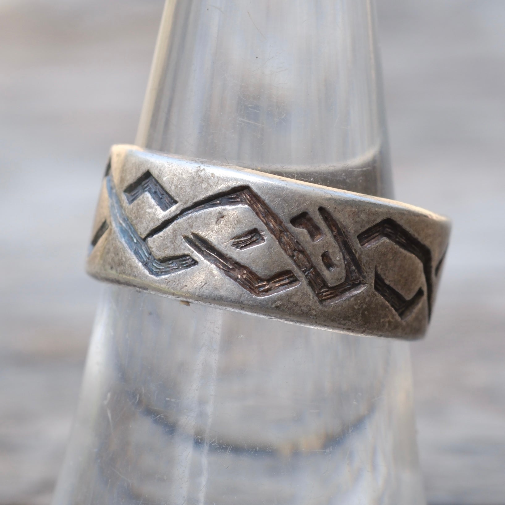 Vintage Sterling Stamped Band Ring 7.5