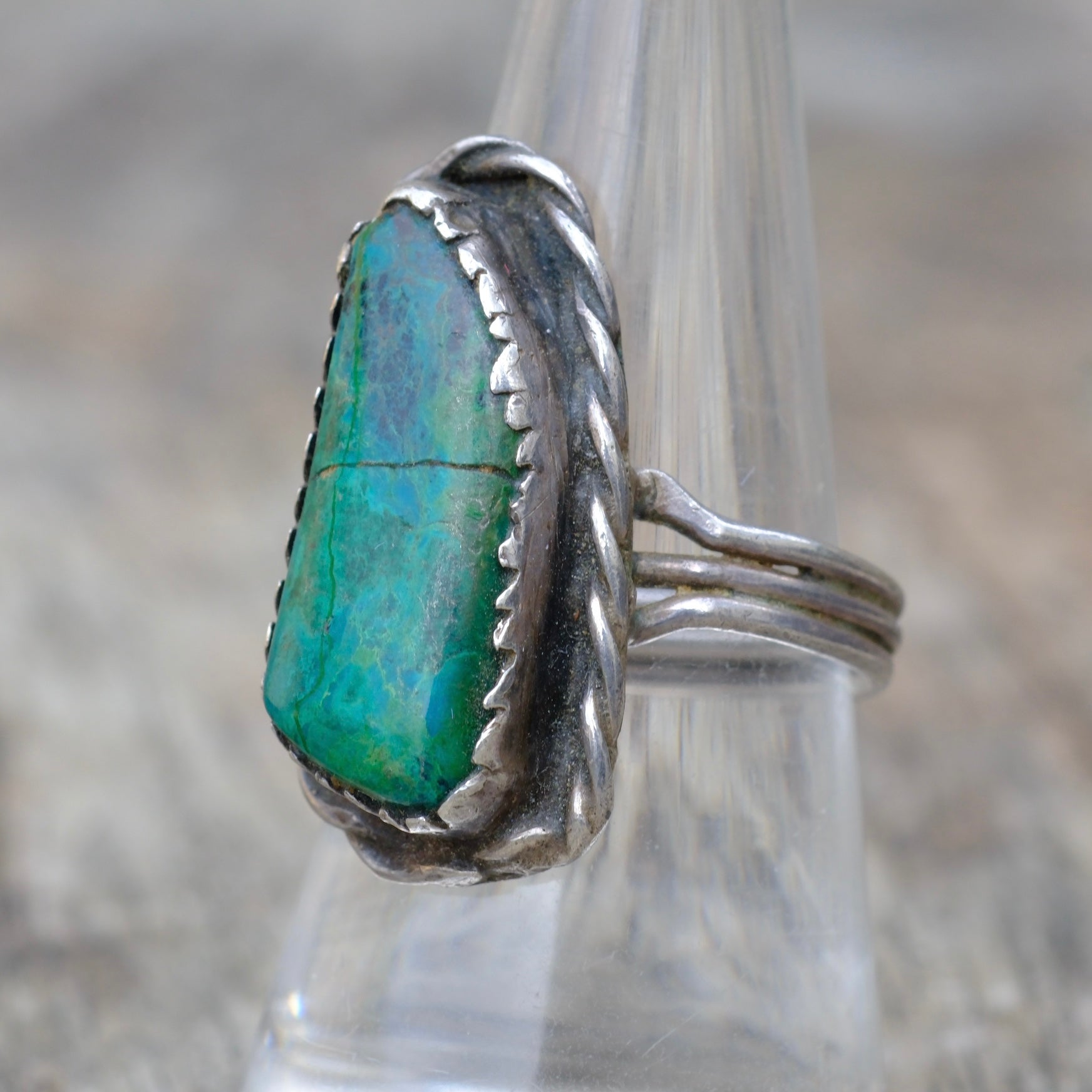 Vintage Sterling Chrysocolla Roper Ring 8.5