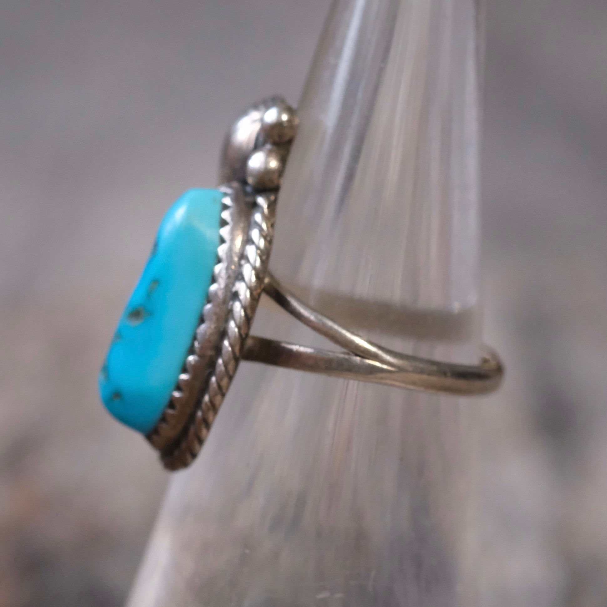 Vintage Sterling Turquoise Feather Ring 5.75