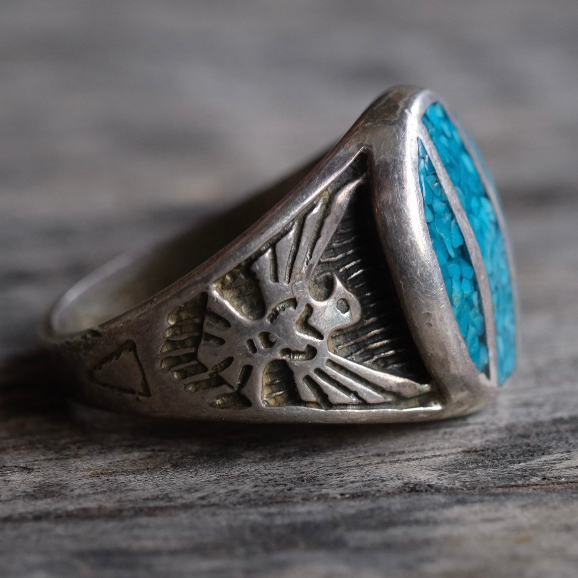 Vtg SS & Turquoise sale Thunderbird Ring