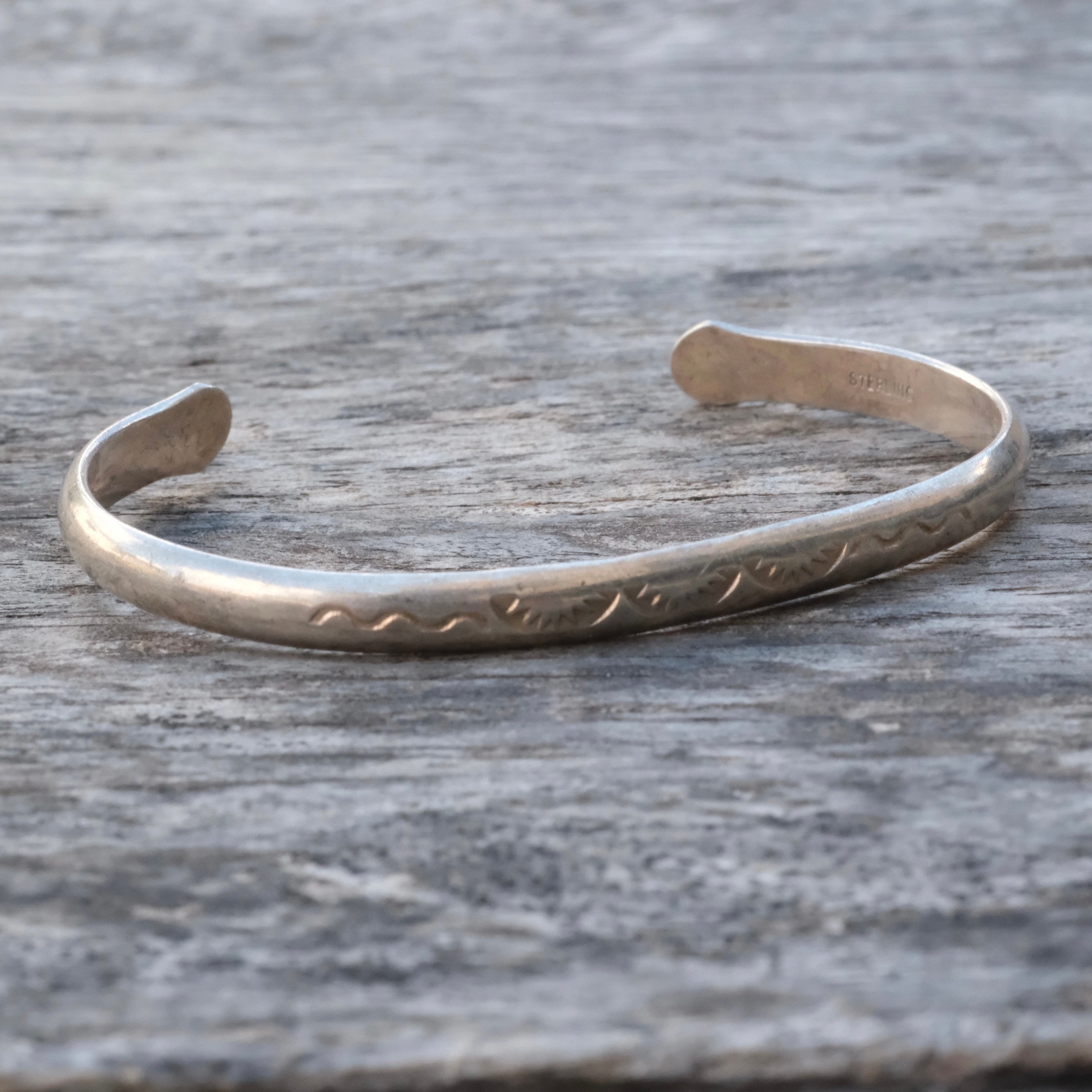 Vintage Sterling Stamped Cuff Bracelet