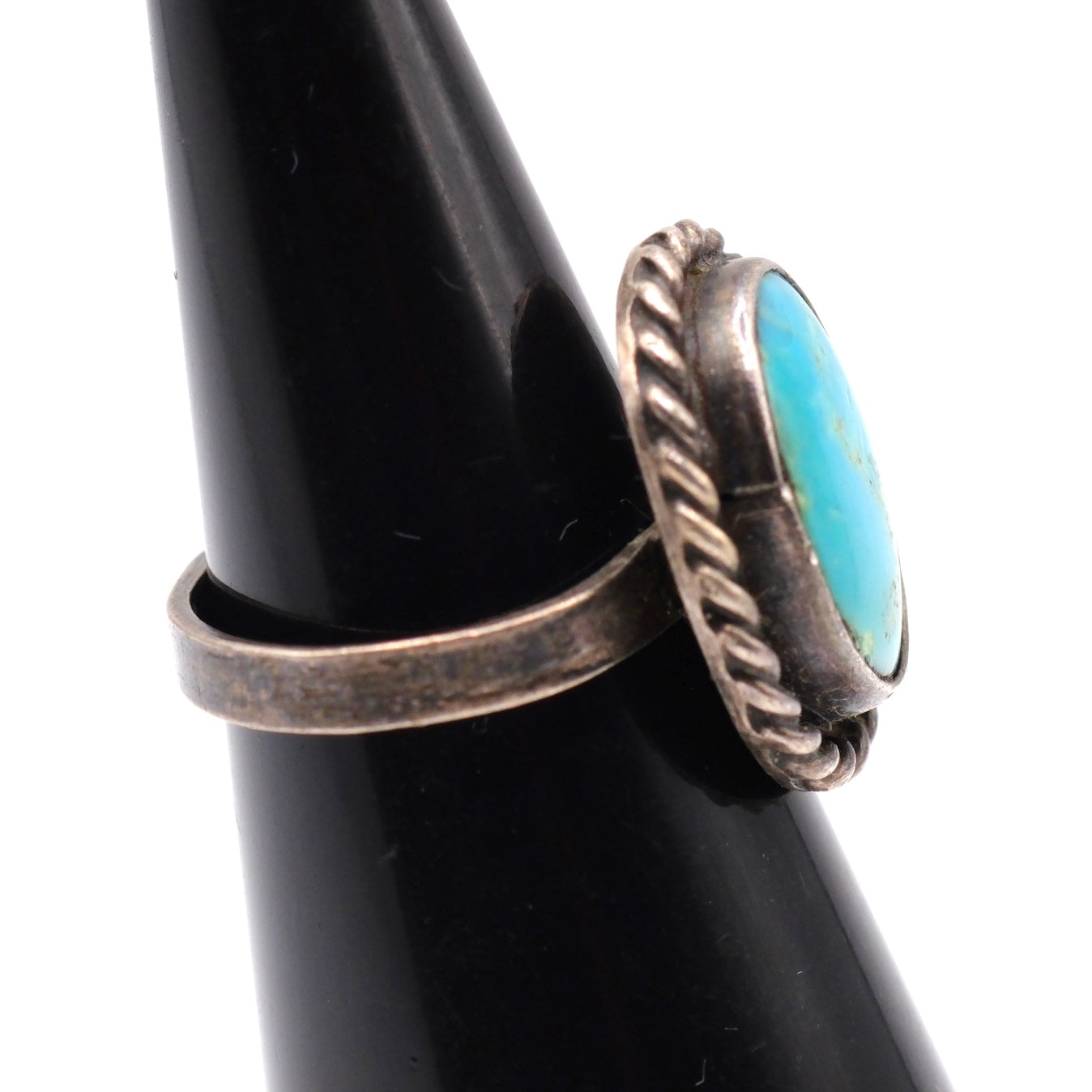 Vintage Sterling Turquoise Roper Ring 4