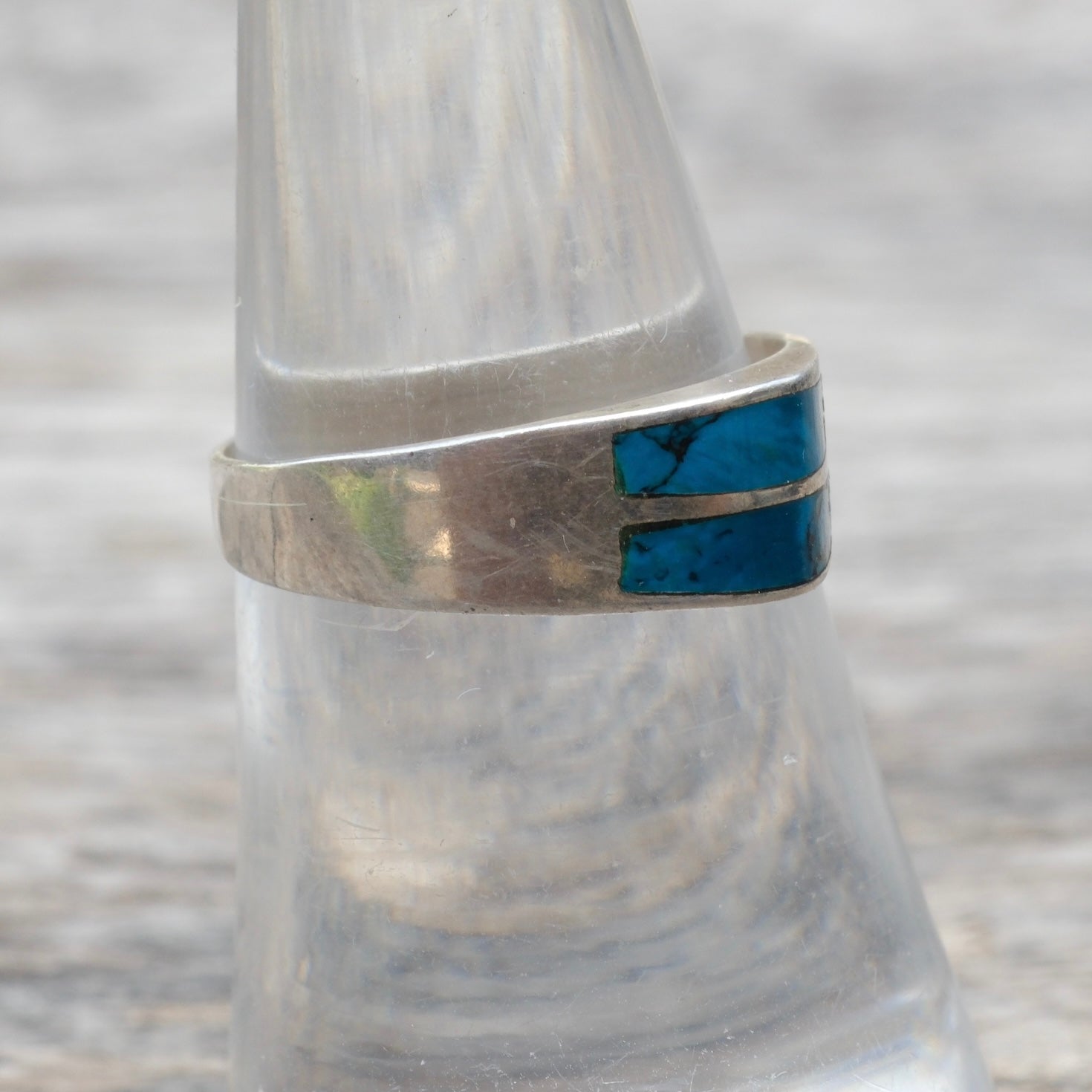 Vintage Sterling Turquoise Inlay Band 7