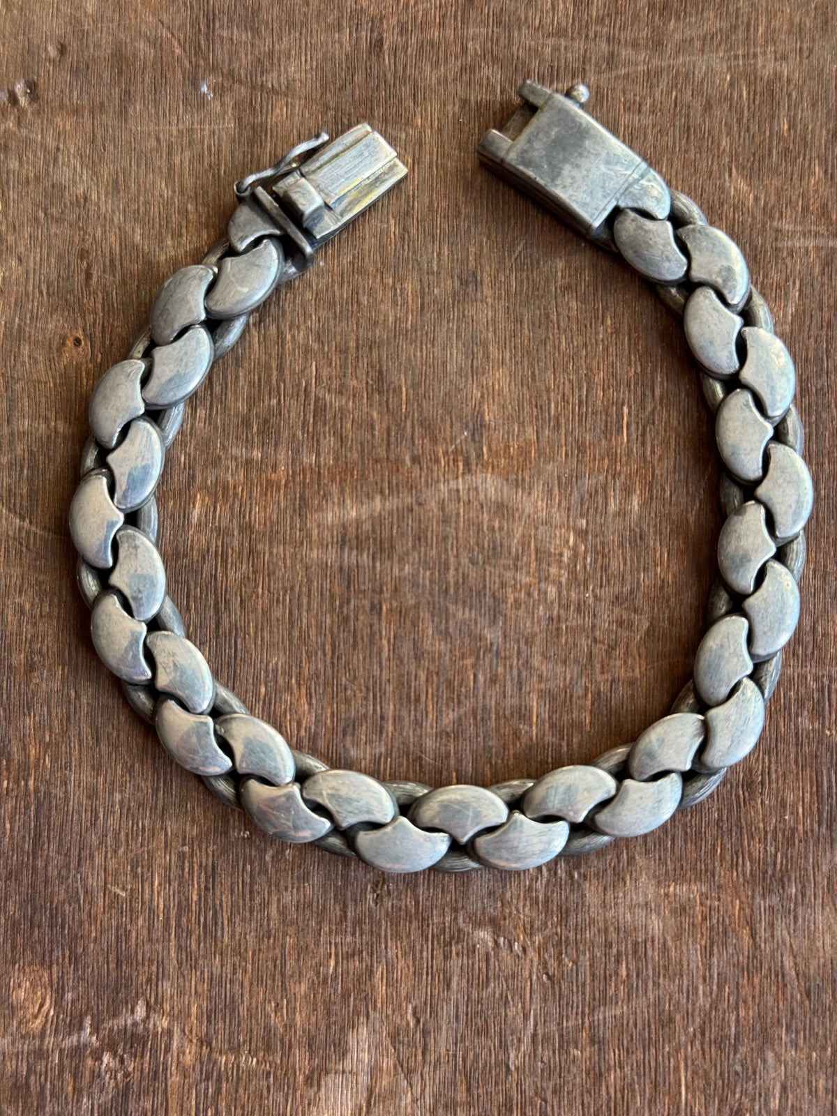 Vintage Sterling Silver 7.75” Modernist Link Bracelet