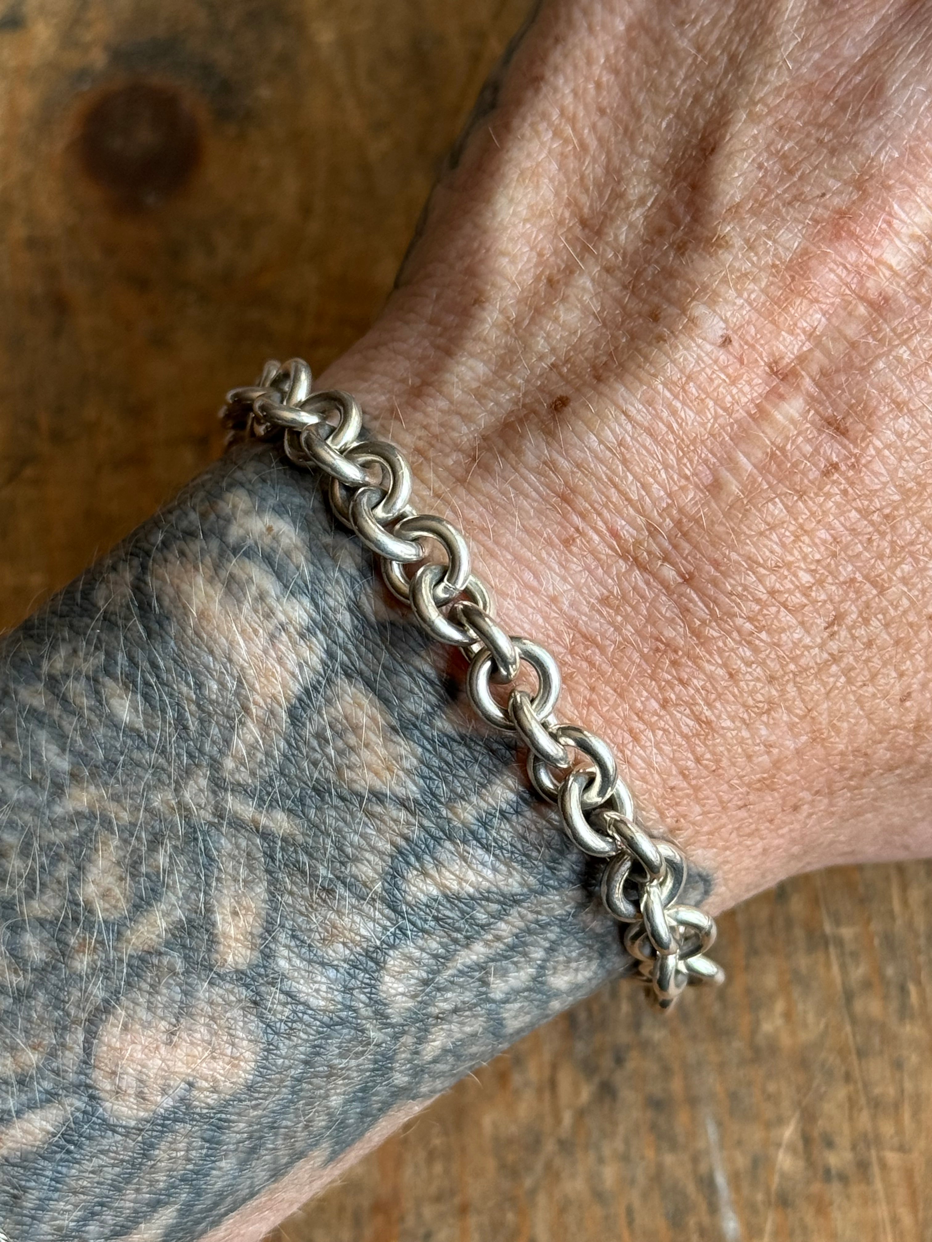 Vintage Sterling Silver 7.5” Cable Chain Seahorse Toggle Bracelet