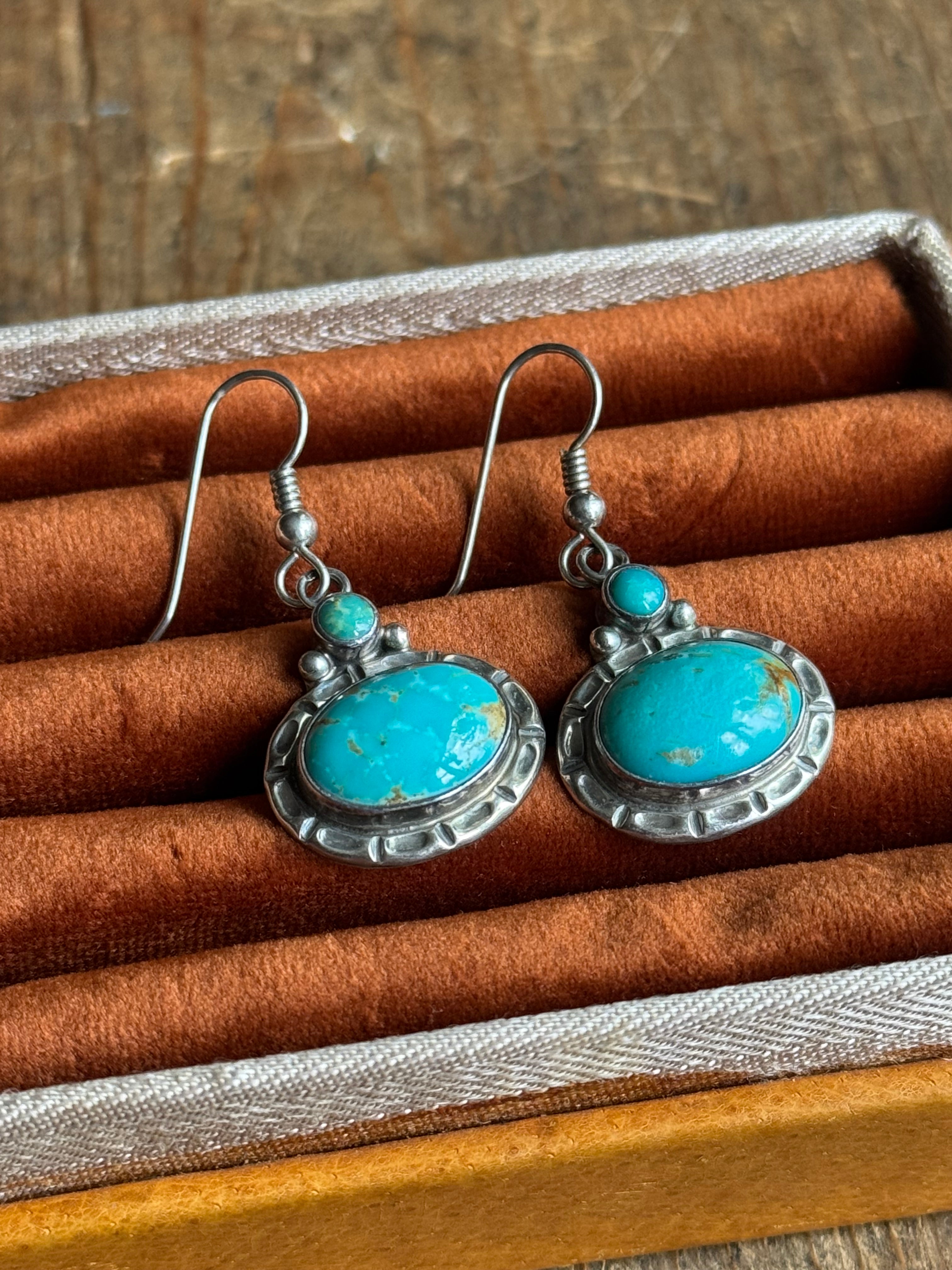 Vintage Sterling Silver Turquoise Earrings