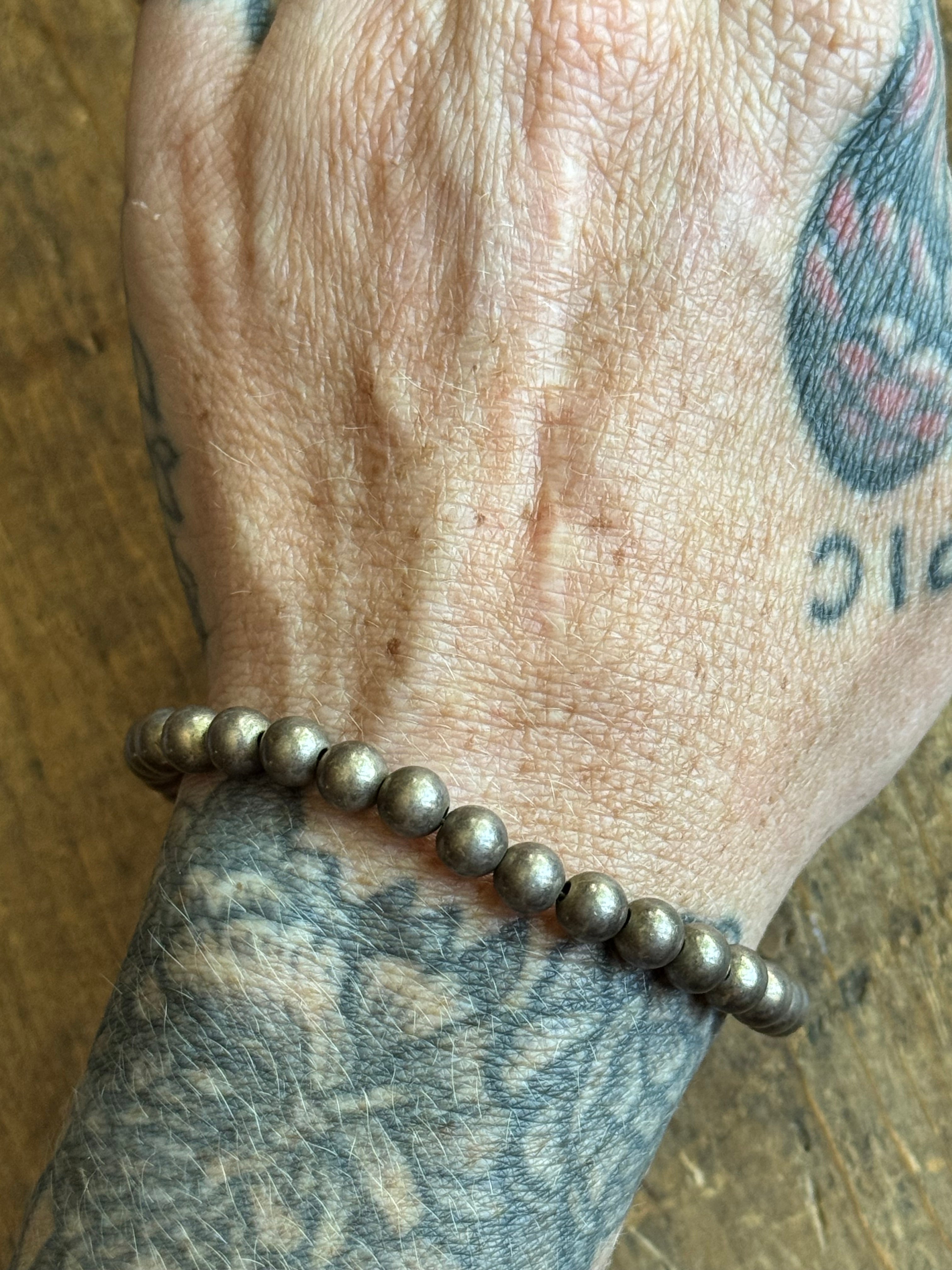 Vintage Sterling Silver Bead Bracelet 8"