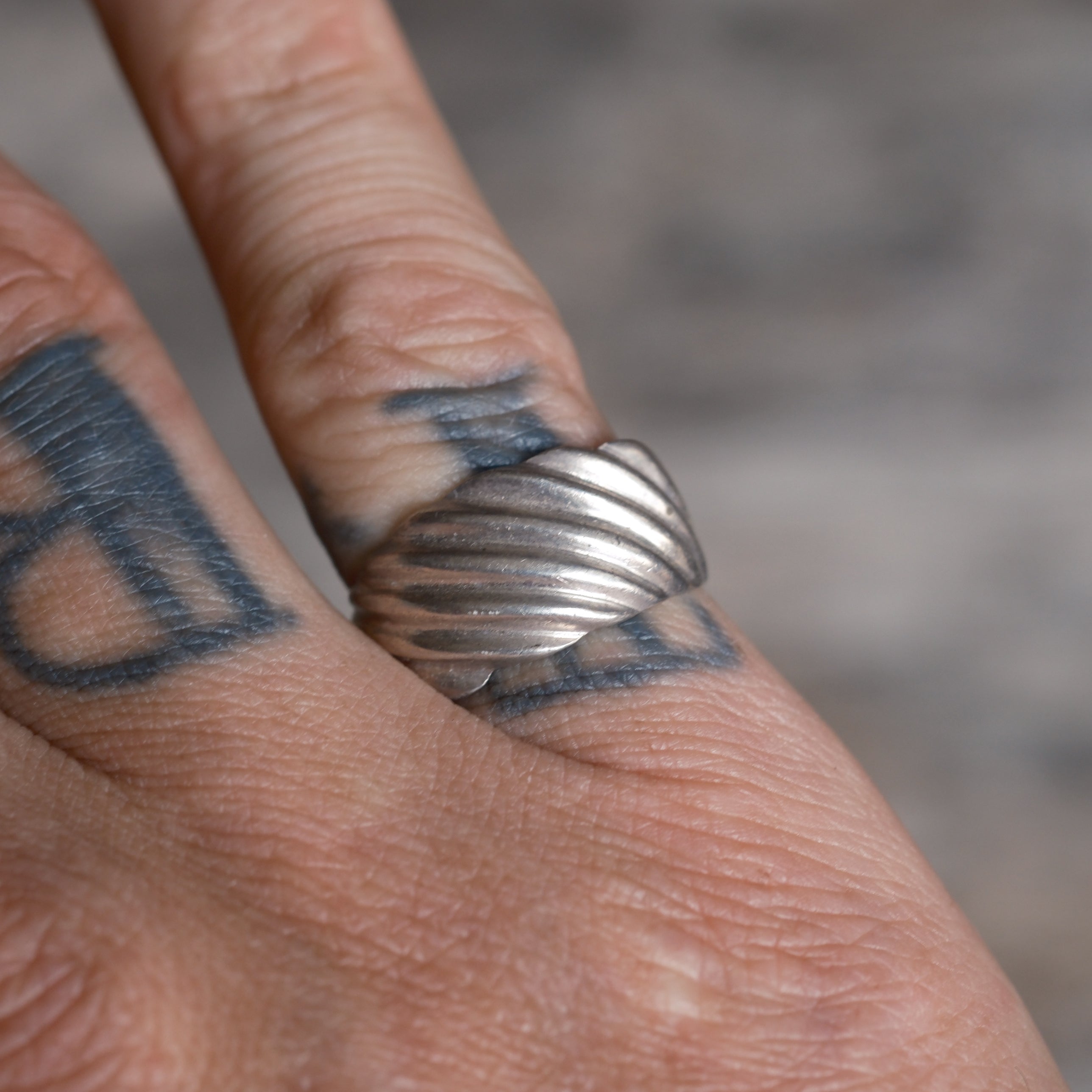 Vintage Sterling Silver Modernist Ring 6.5