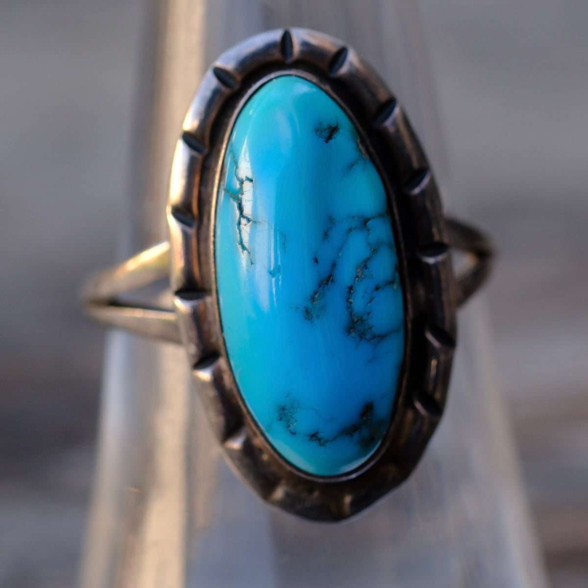 Vintage Sterling Turquoise Ring 7.5
