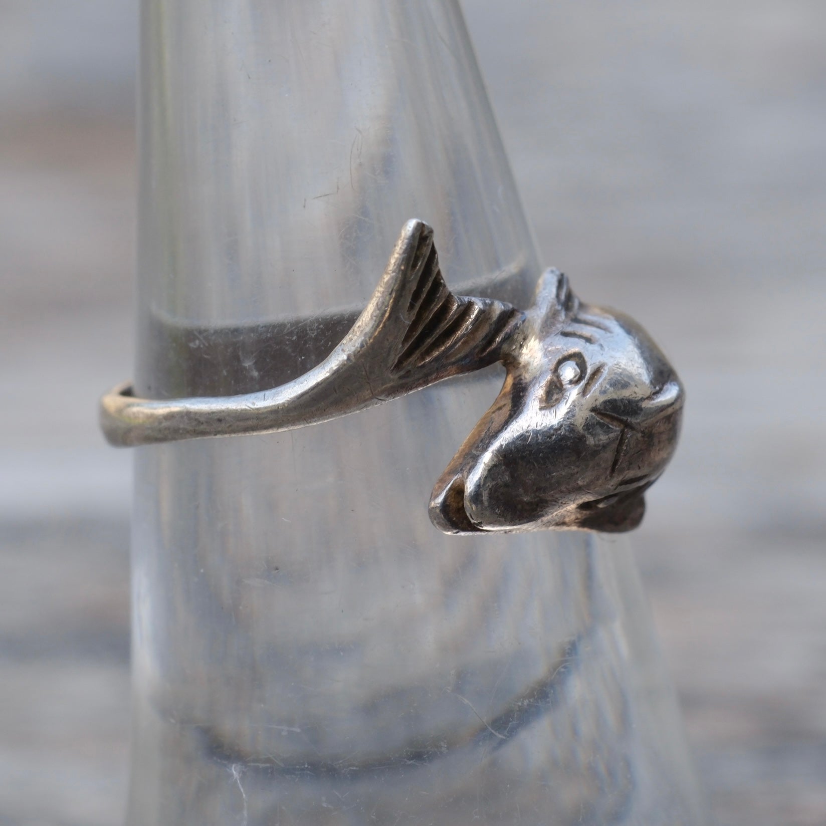Vintage Sterling Dolphin Ring 6.25