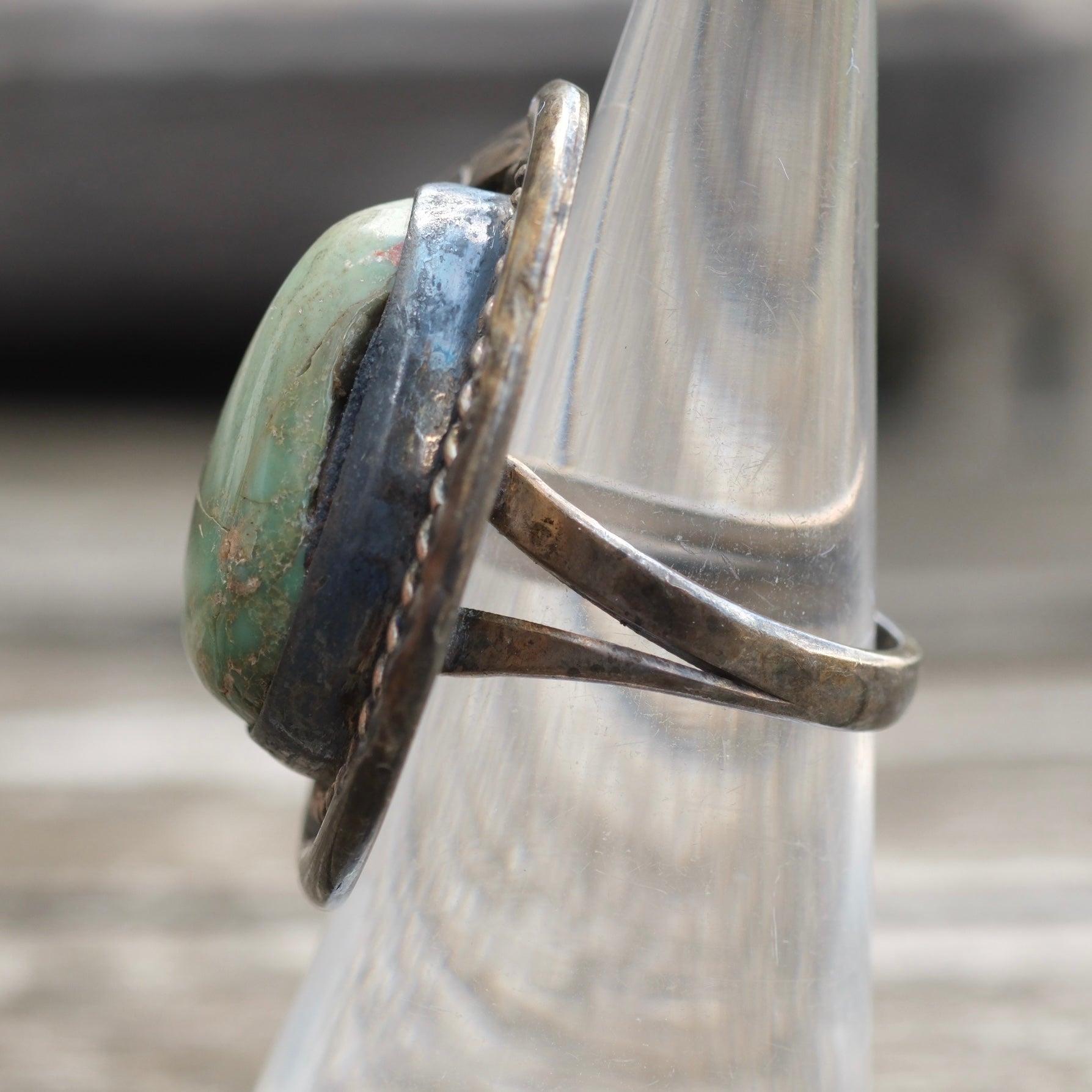 Vintage Sterling Turquoise Feather Ring 6.25