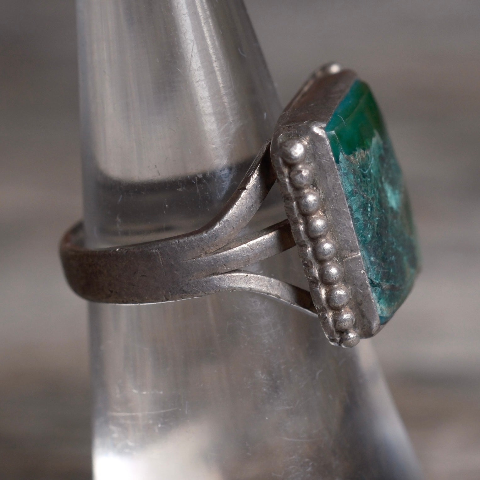 Vintage Sterling Green Agate Ring 6