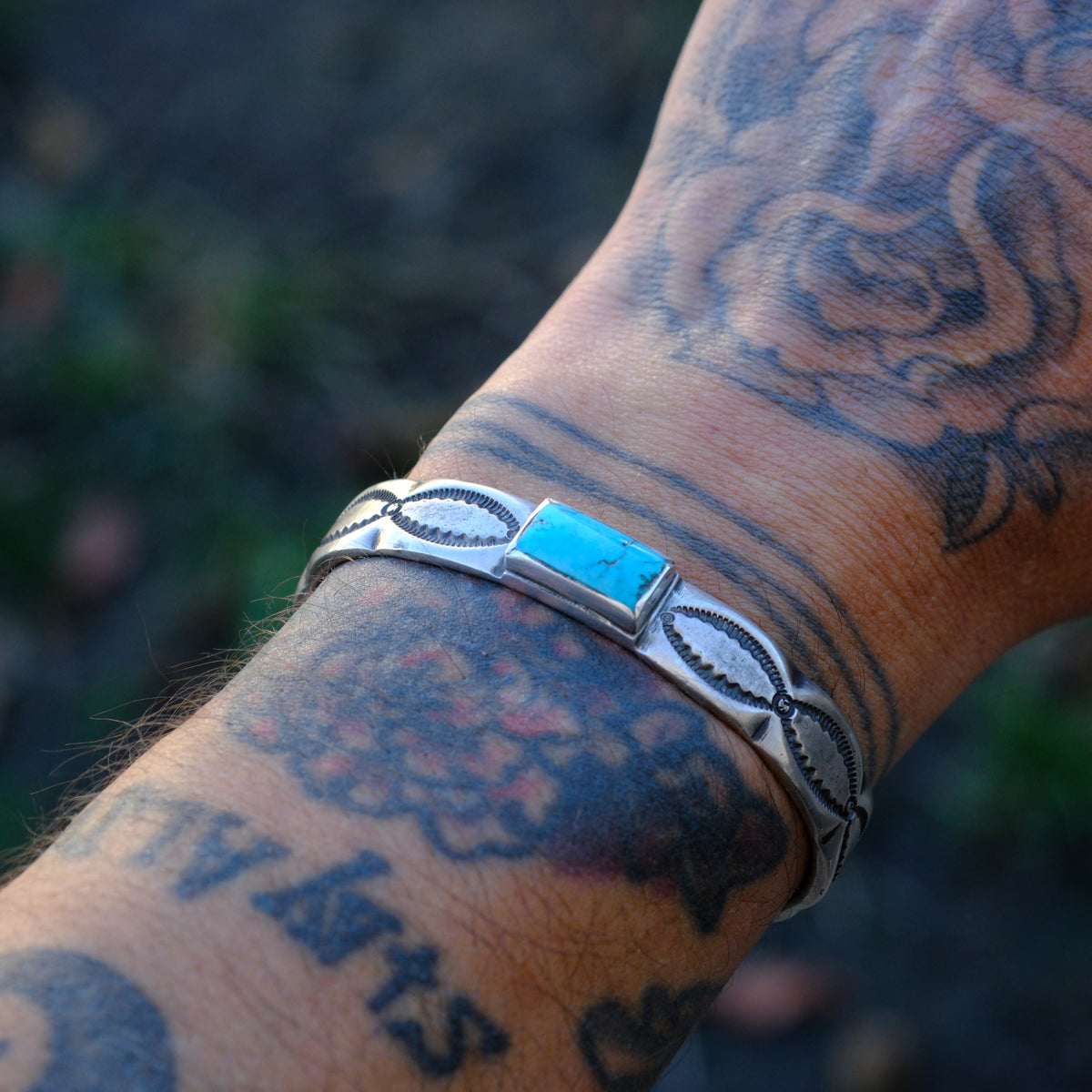 Joe O'Neill Turquoise Stamped Cuff Bracelet