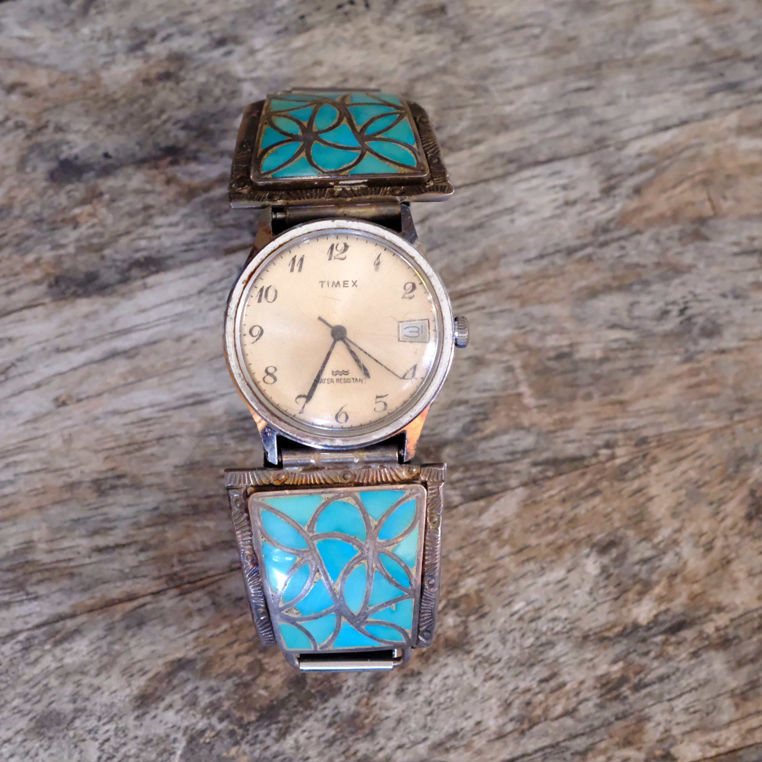 Vintage Sterling Turquoise Inlay Watch