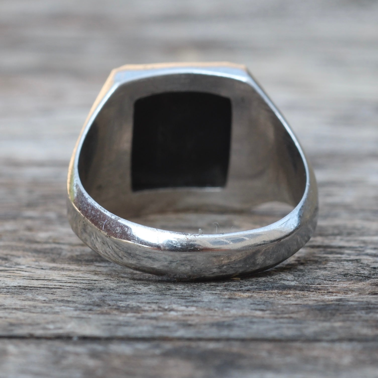 Vintage Sterling Onyx Signet Ring 9