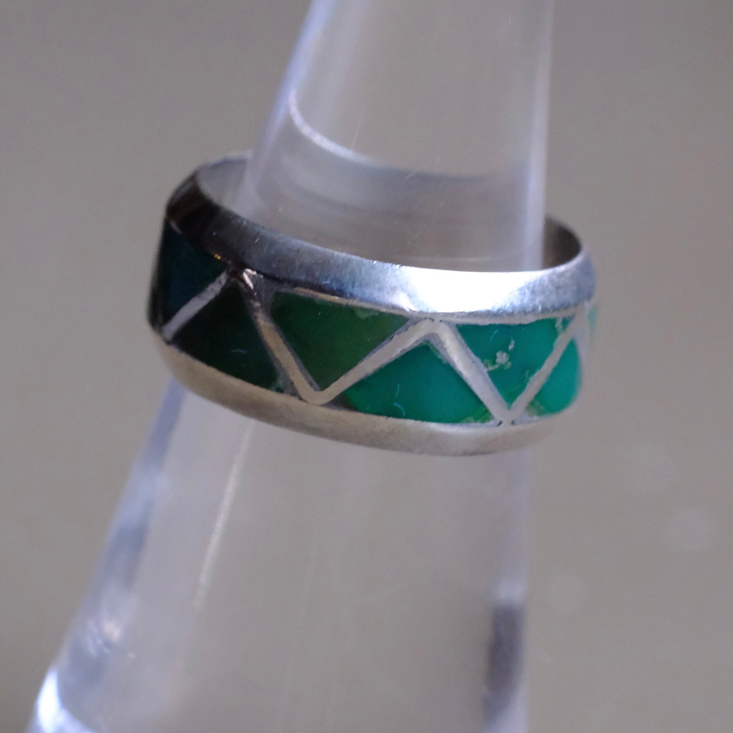 Vintage Sterling Turquoise Inlay Band 5.5