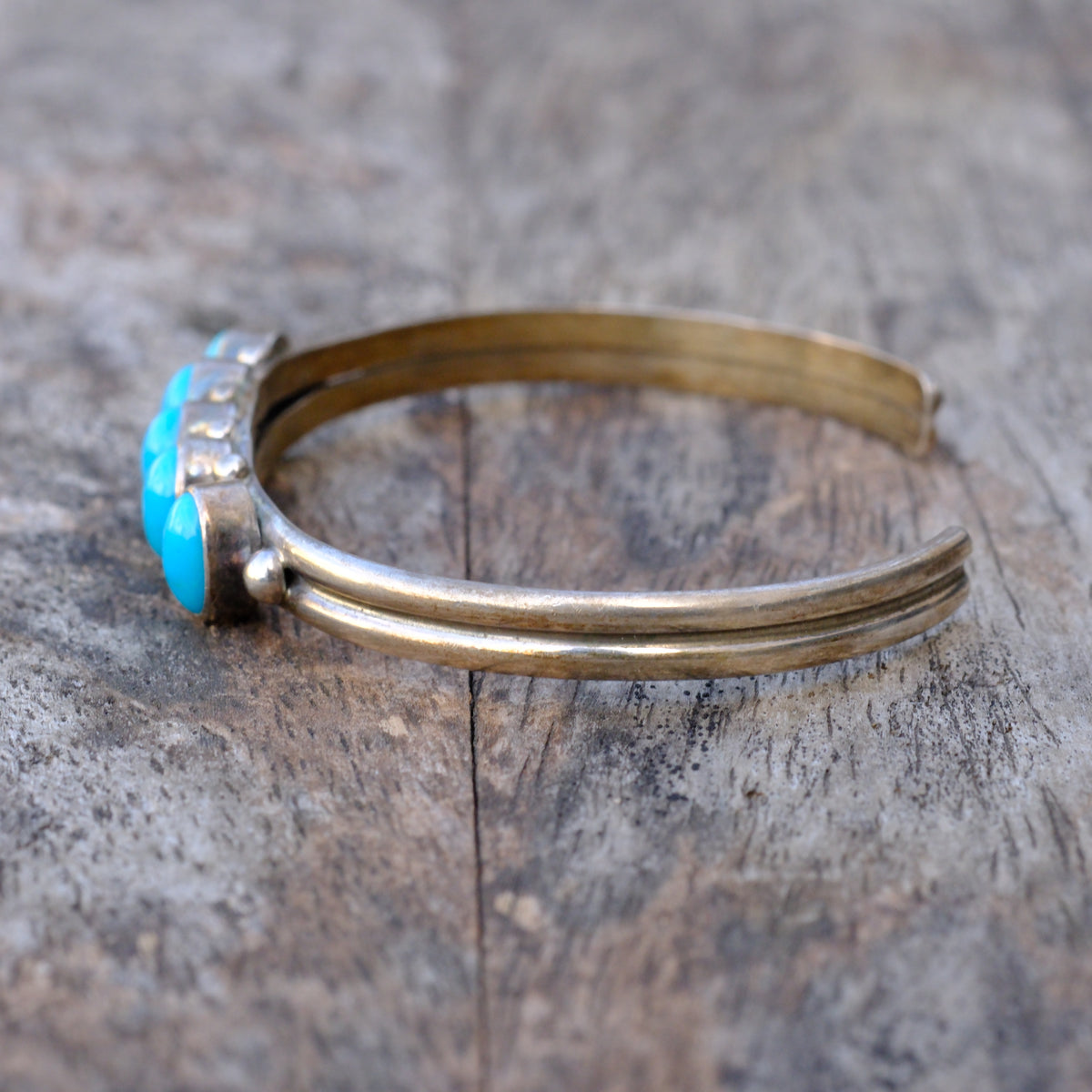 Vintage Sterling 5-Stone Turquoise Cuff Bracelet
