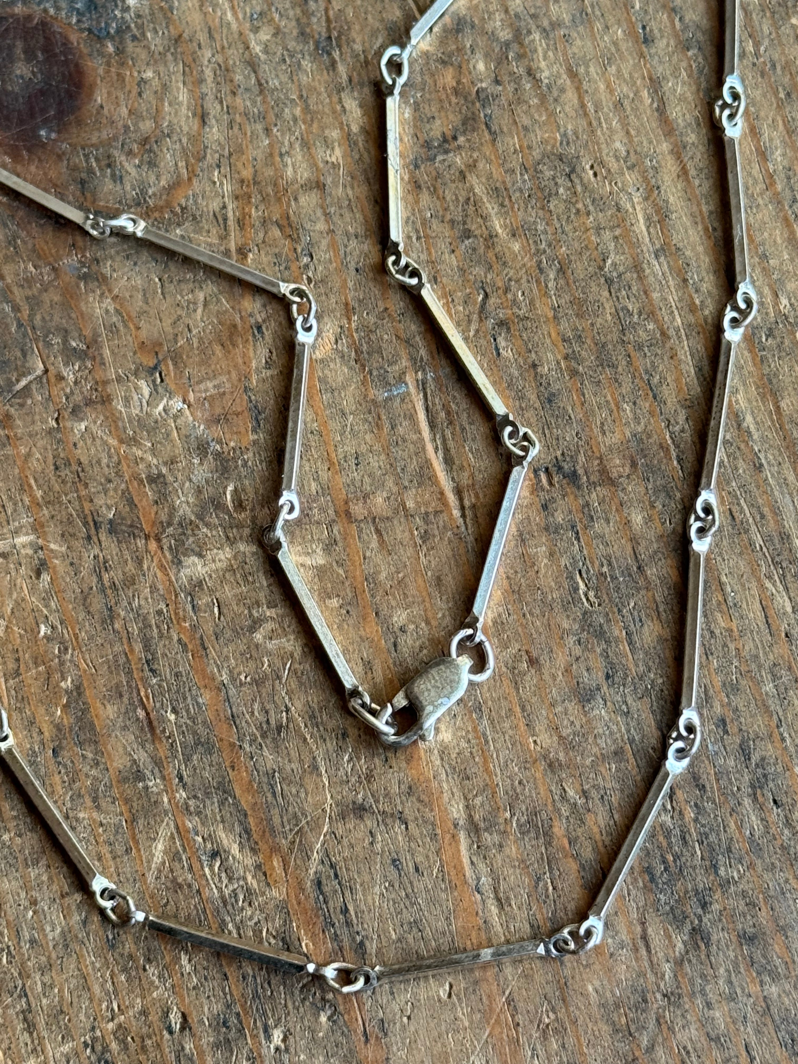 Vintage Sterling Silver 18” Bar & Link Chain