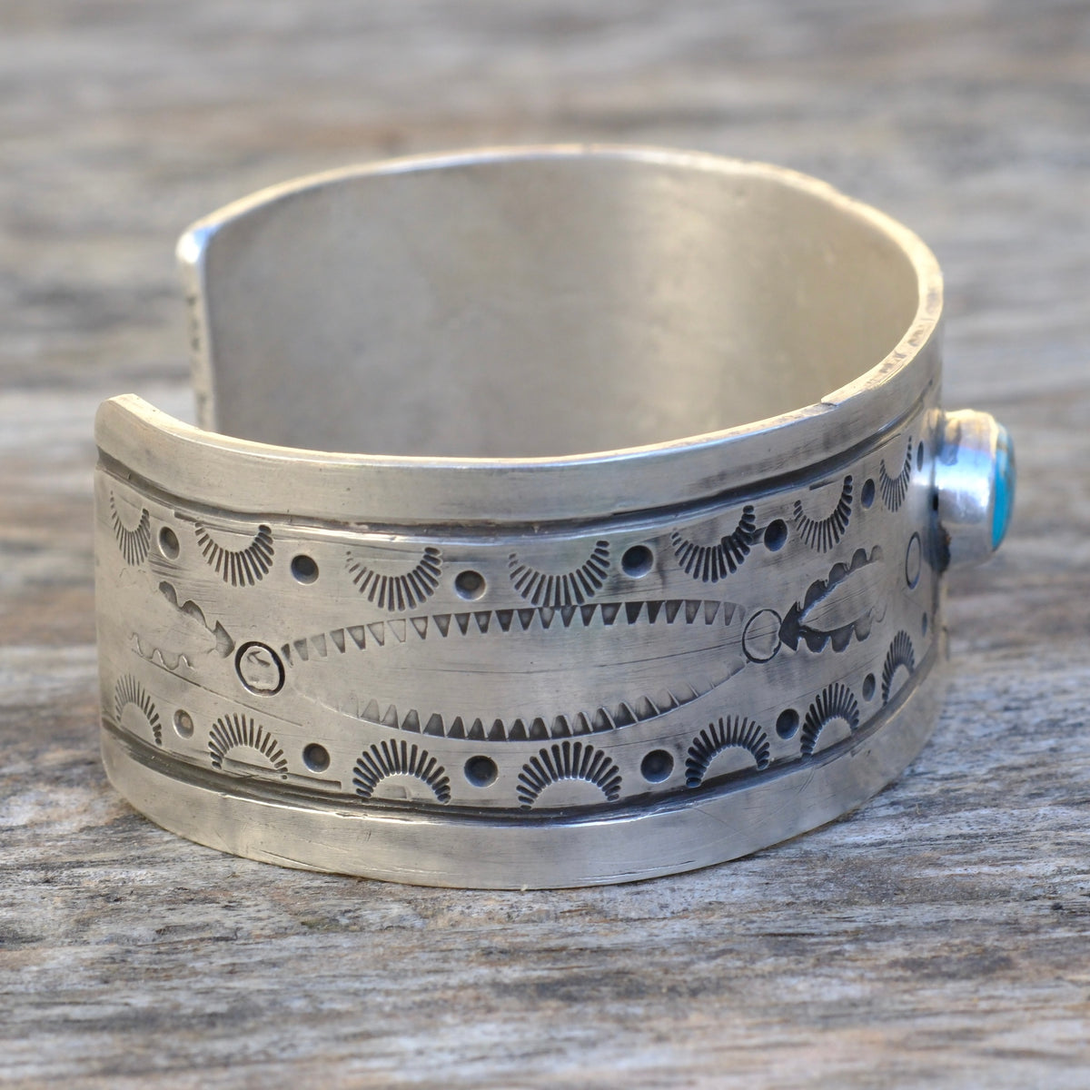 Sterling Pilot Mountain Stamped Cuff Bracelet