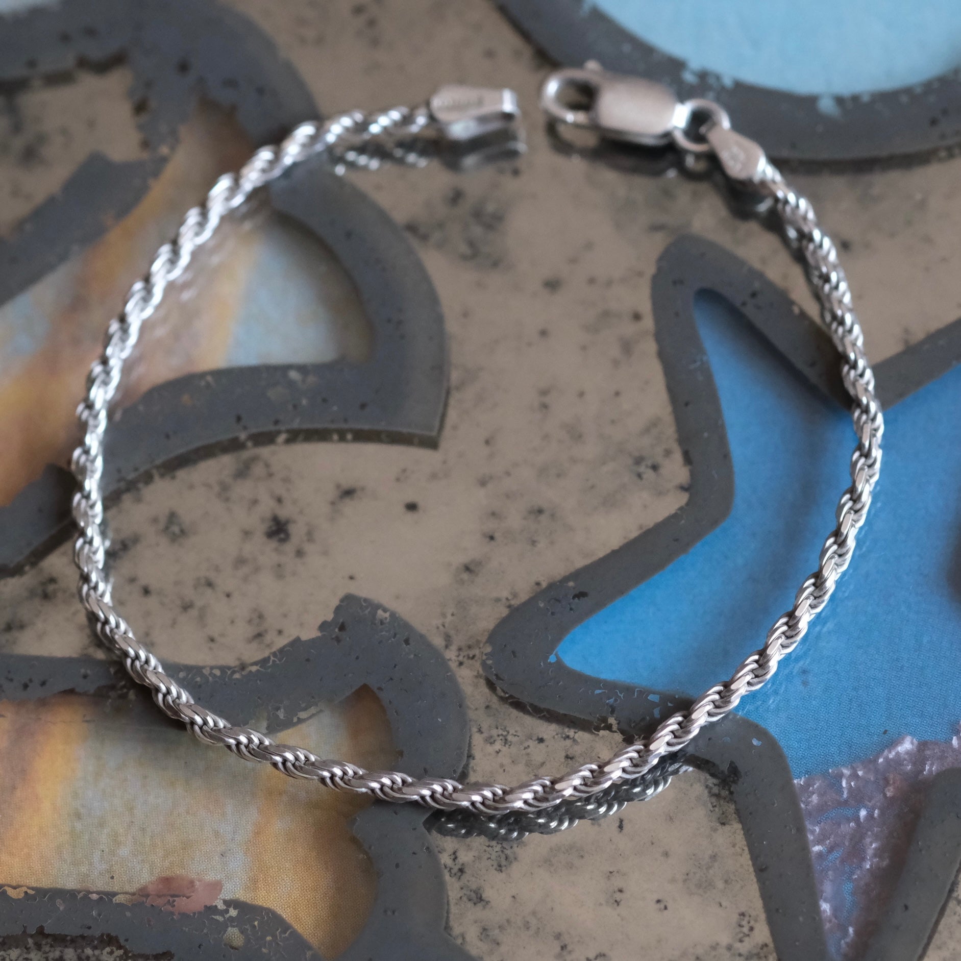 Vintage Sterling Twisted Chain Bracelet 7"