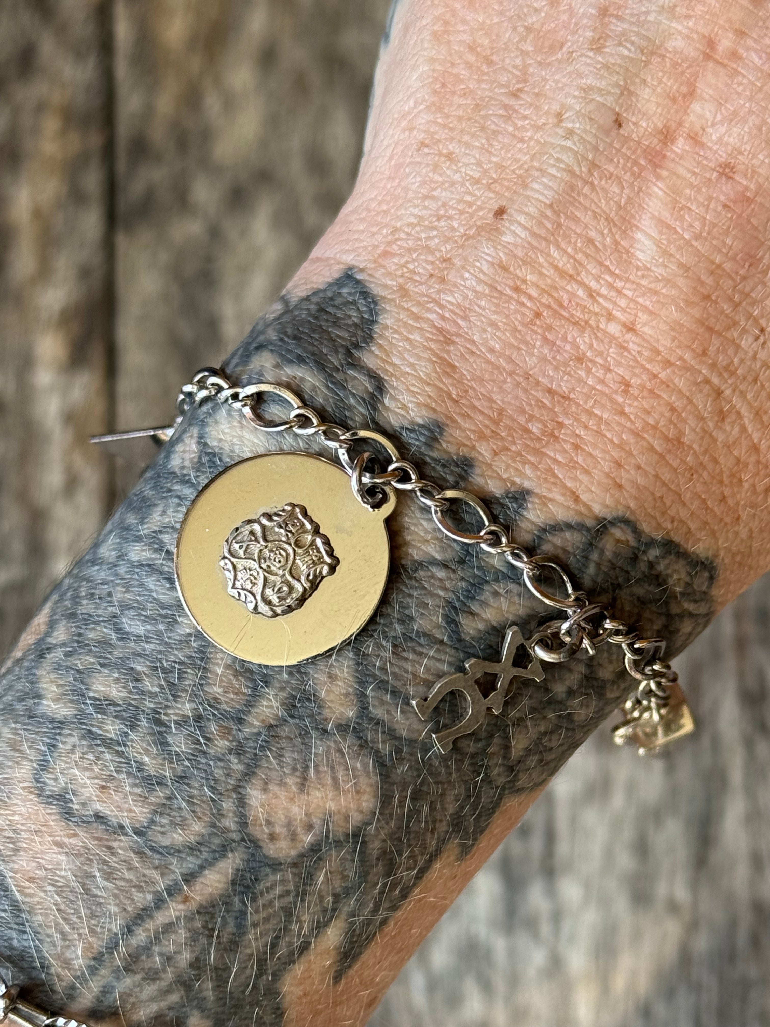 Vintage Sterling Silver Figure 8 Link Charm Bracelet
