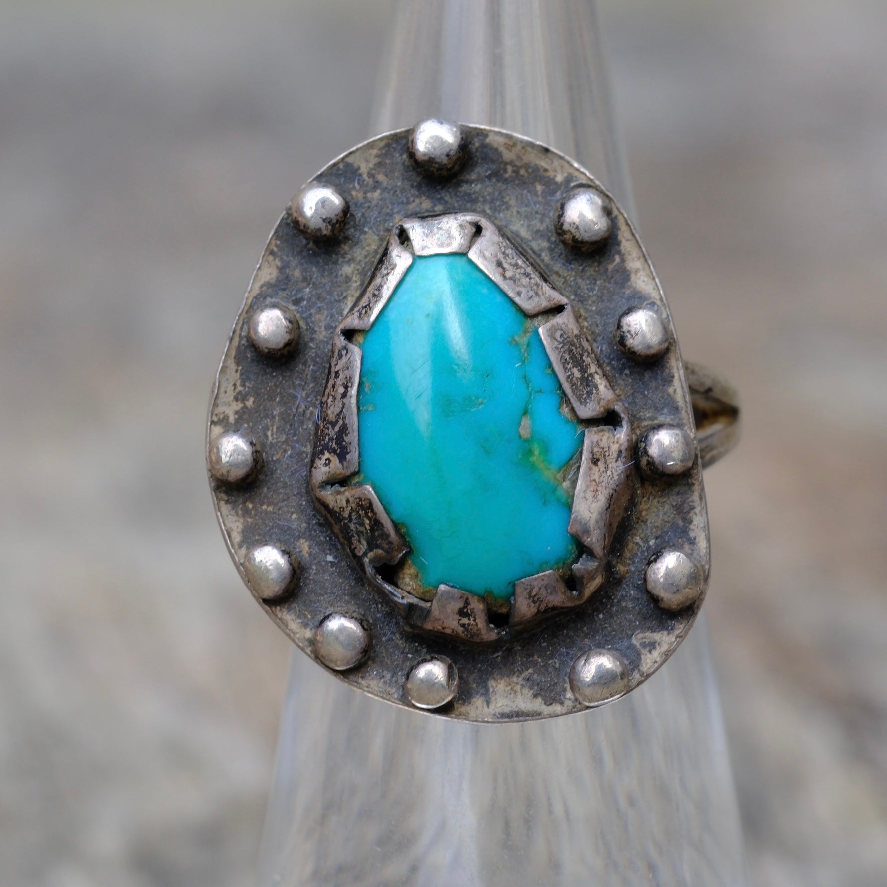 Vintage Sterling Turquoise Ring 6.5