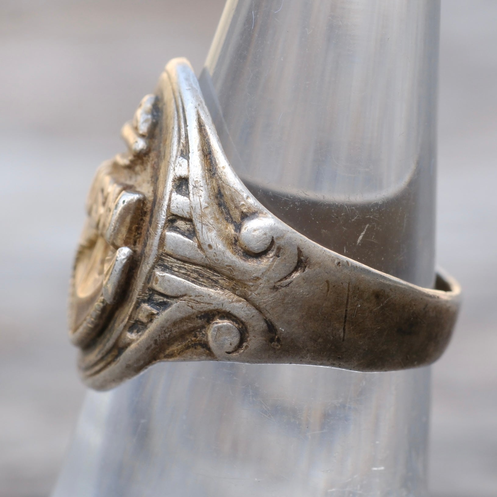 Vintage Sterling Silver USN Signet Ring 6