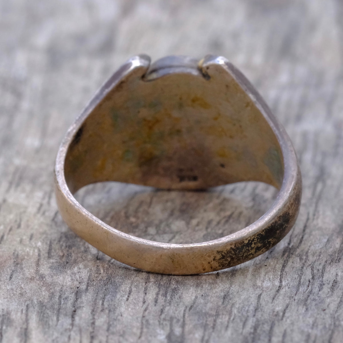 Vintage Sterling Hematite Horseshoe Ring 13.25