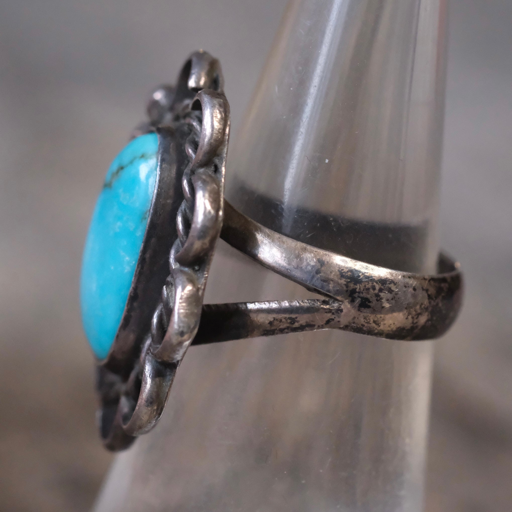 Vintage Sterling Turquoise Feather Ring 5.5