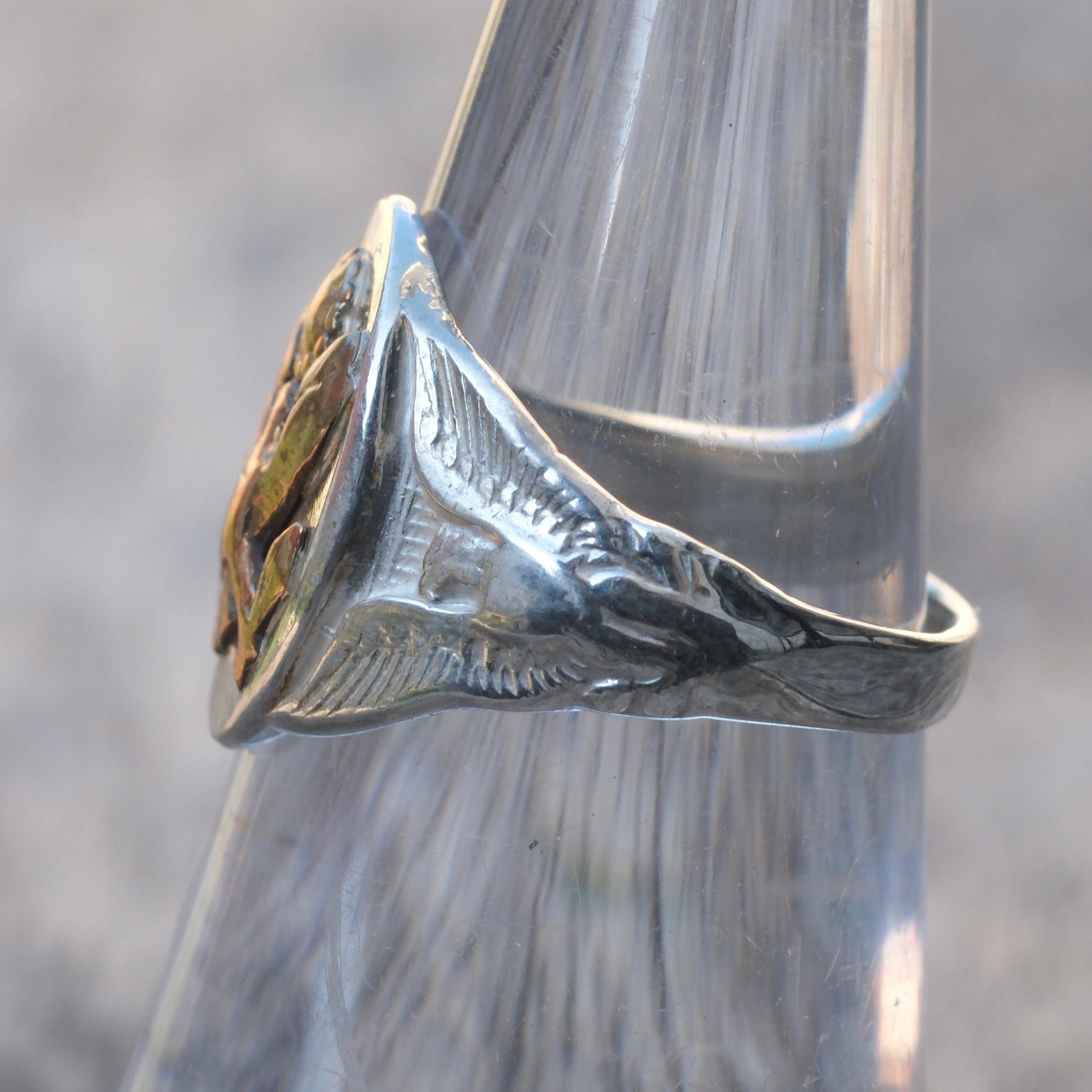 Vintage Sterling Military Signet Ring 5