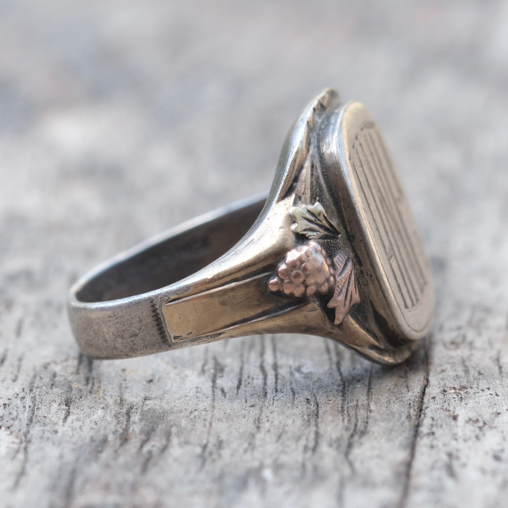 Vintage Sterling and 10k Gold Signet Ring 9