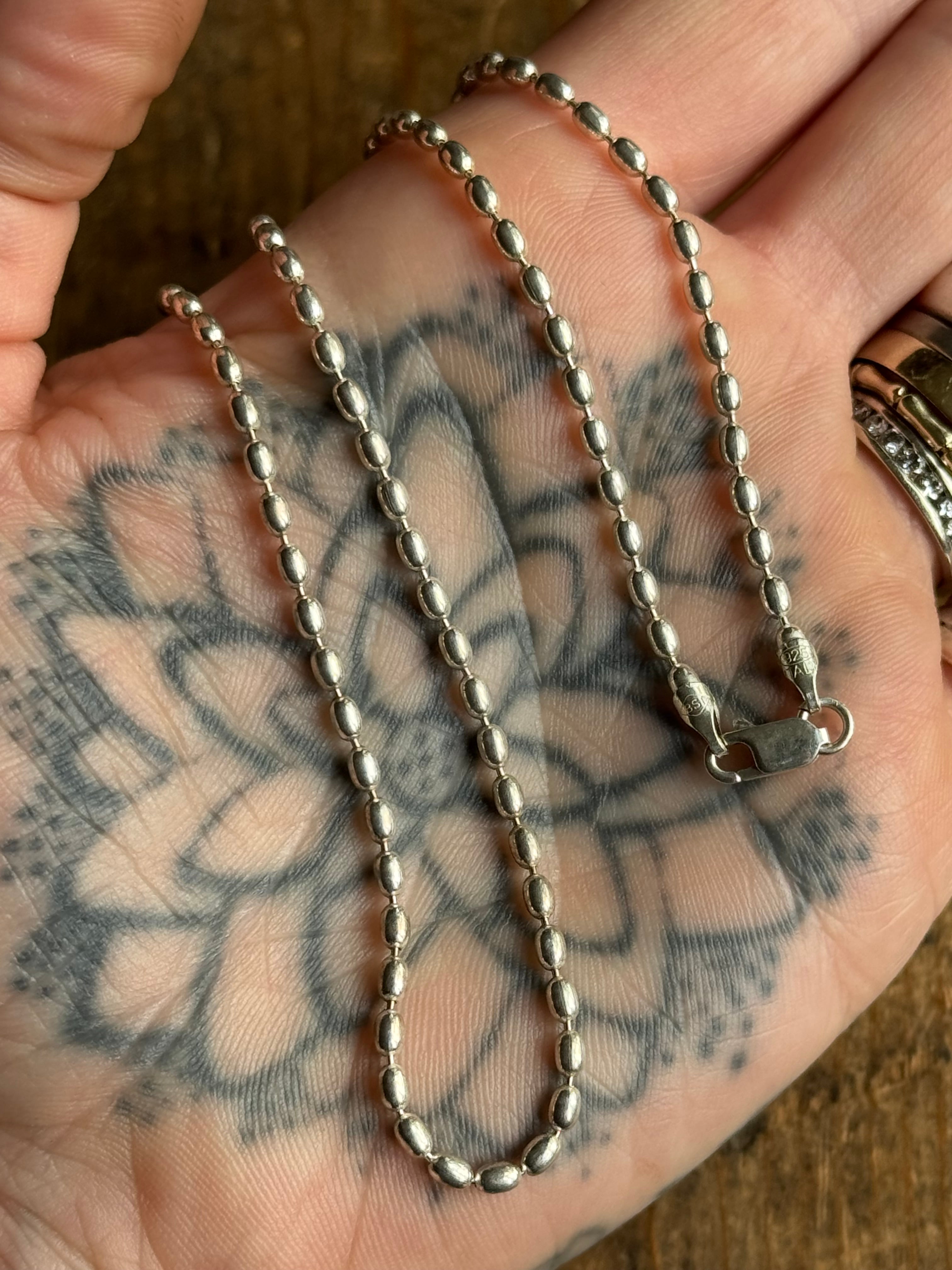 Vintage Sterling Silver 16” Bead Chain