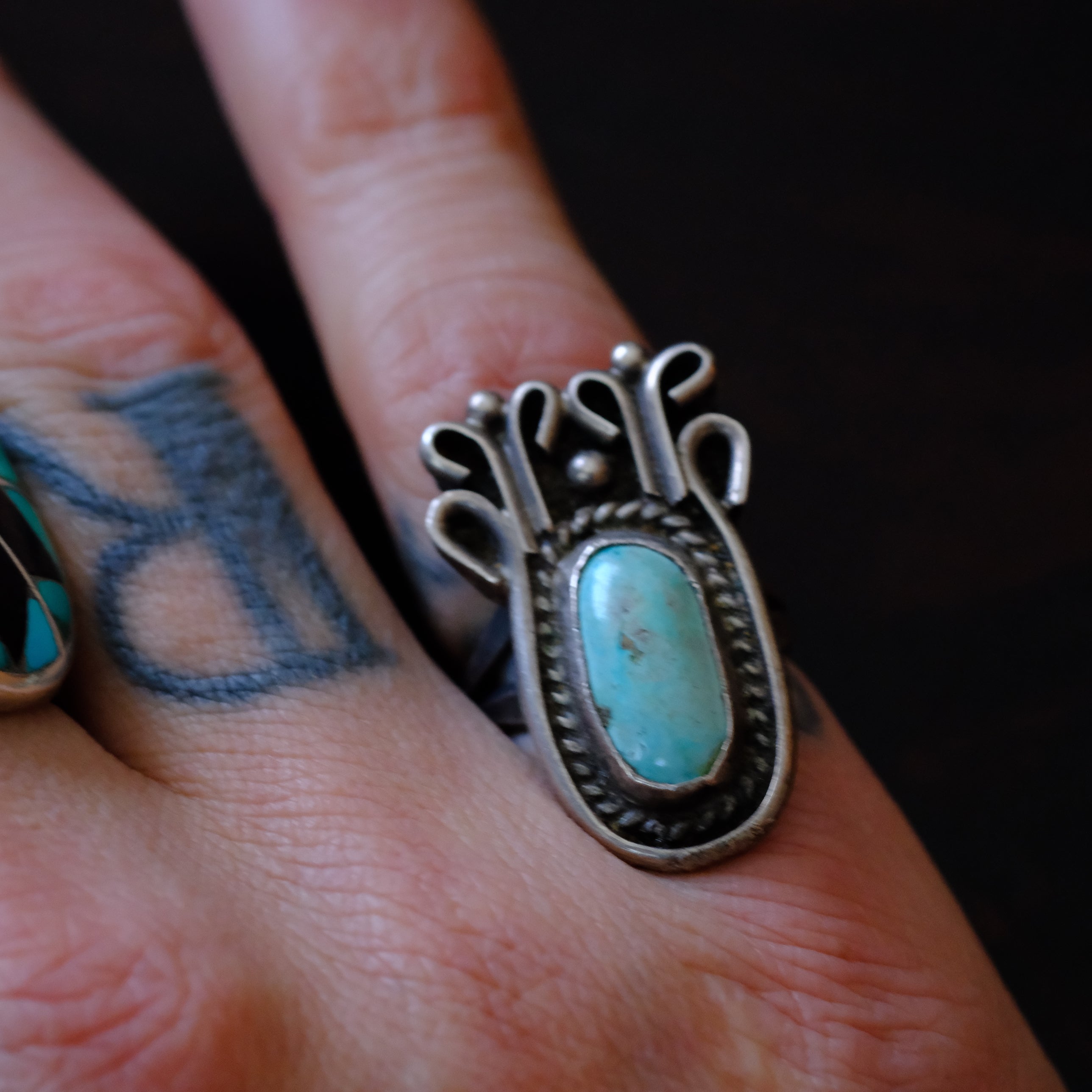 Vintage Sterling Turquoise Ring 5.5