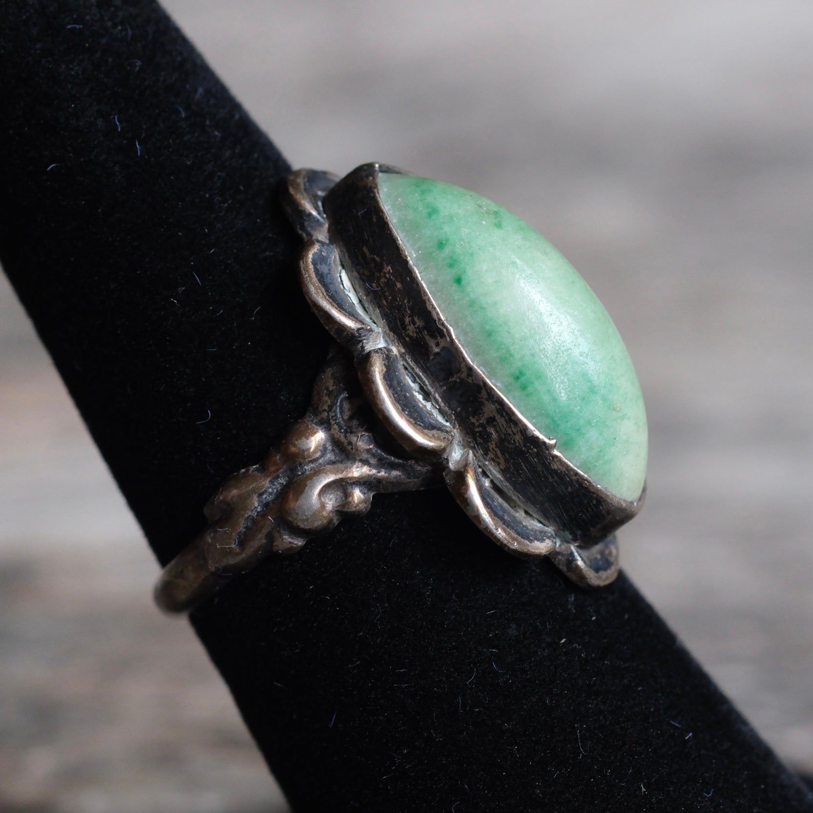 Vintage Sterling Turquoise Florette Ring 6.75