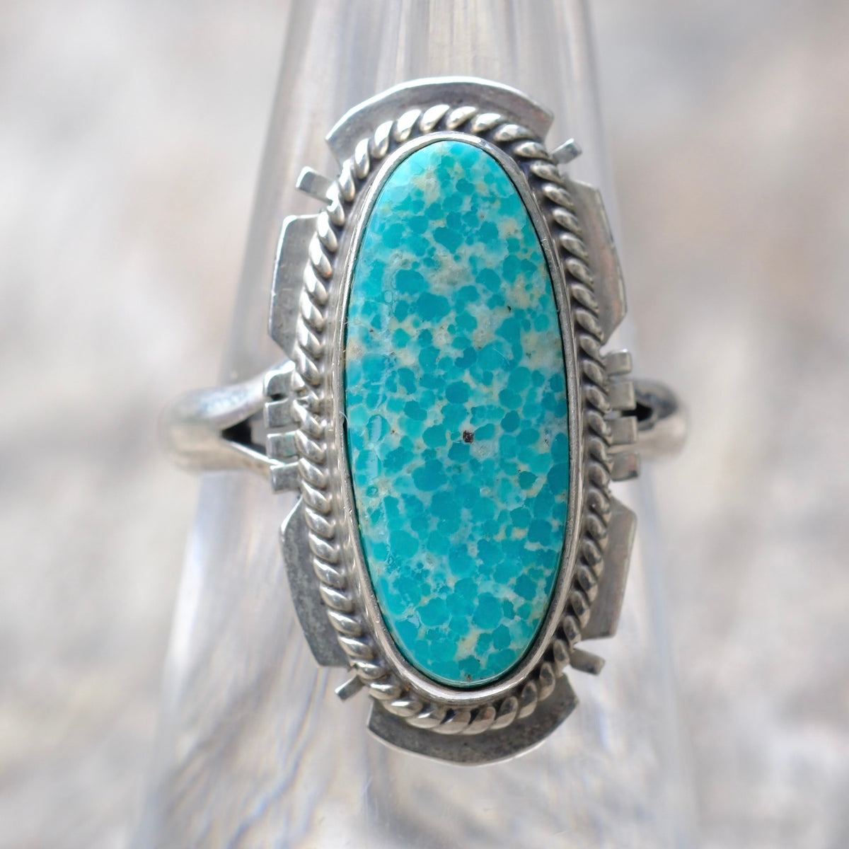 Vintage Sterling Turquoise Ring 6.75