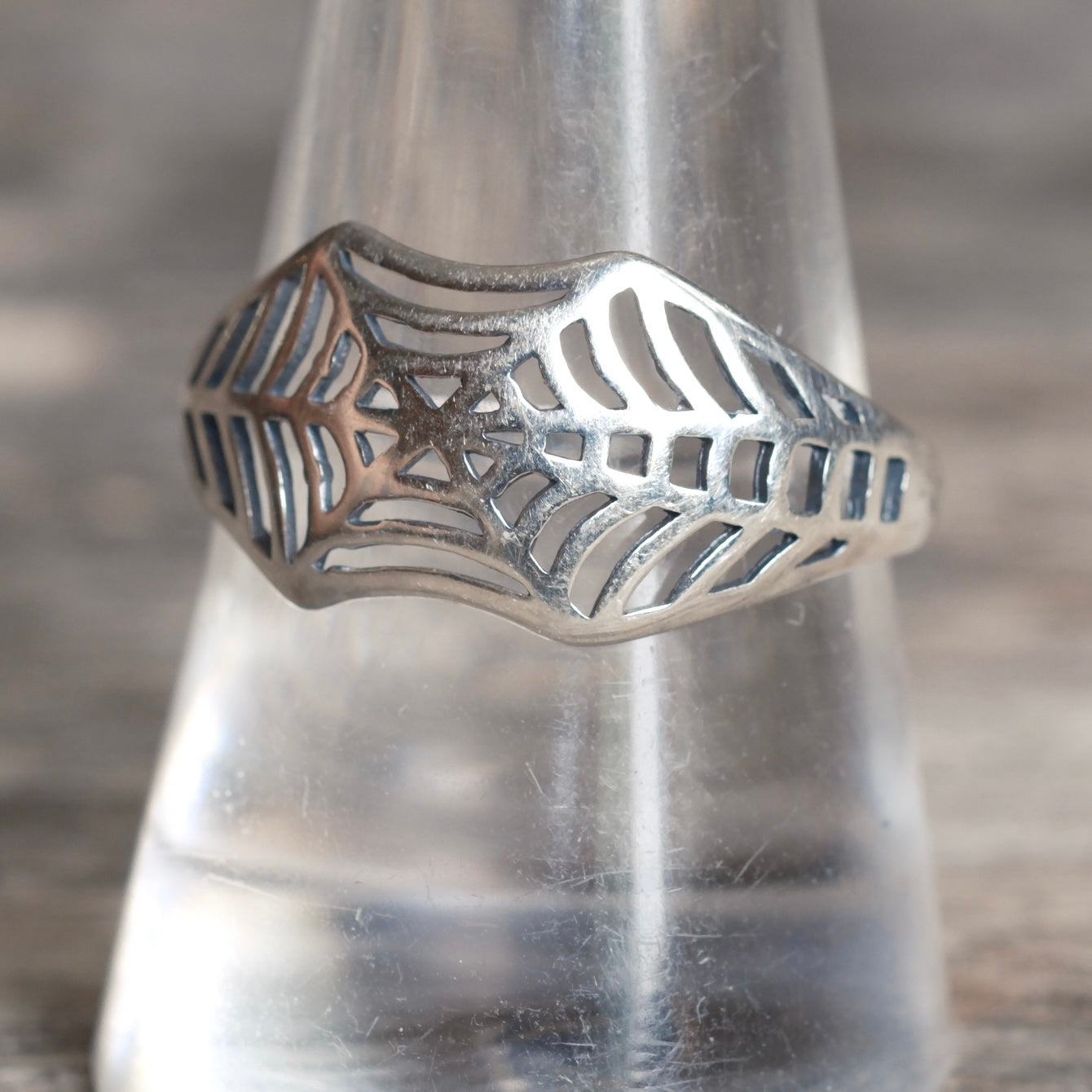 Vintage Sterling Silver Spiderweb Ring 9.75