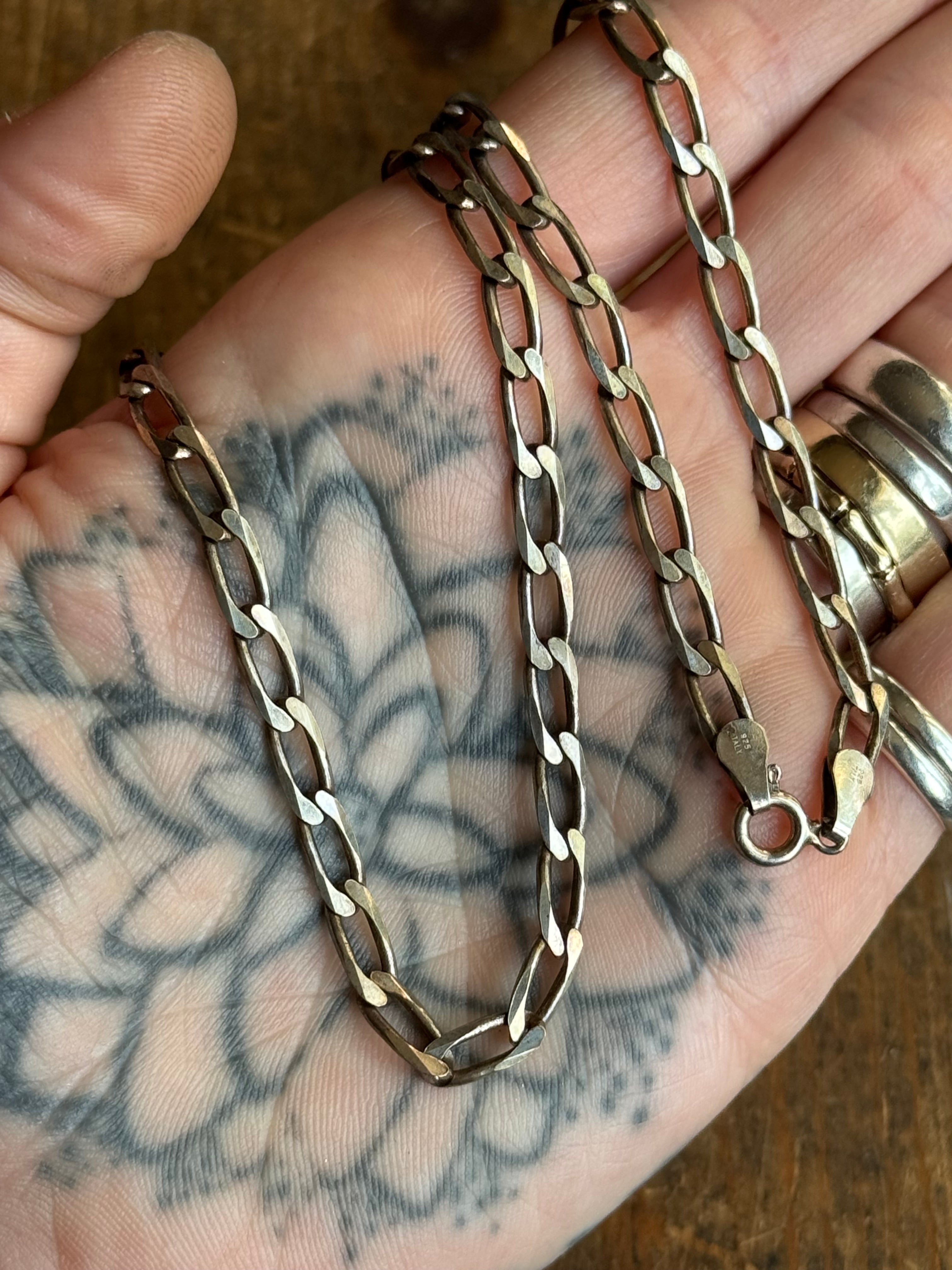 Vintage Sterling Silver 18” Oval Curb Chain