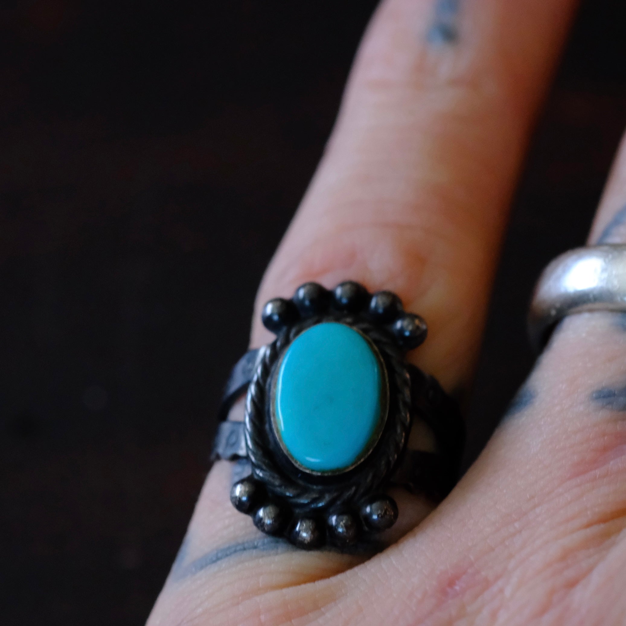 Vintage Sterling Turquoise Ring 5.5